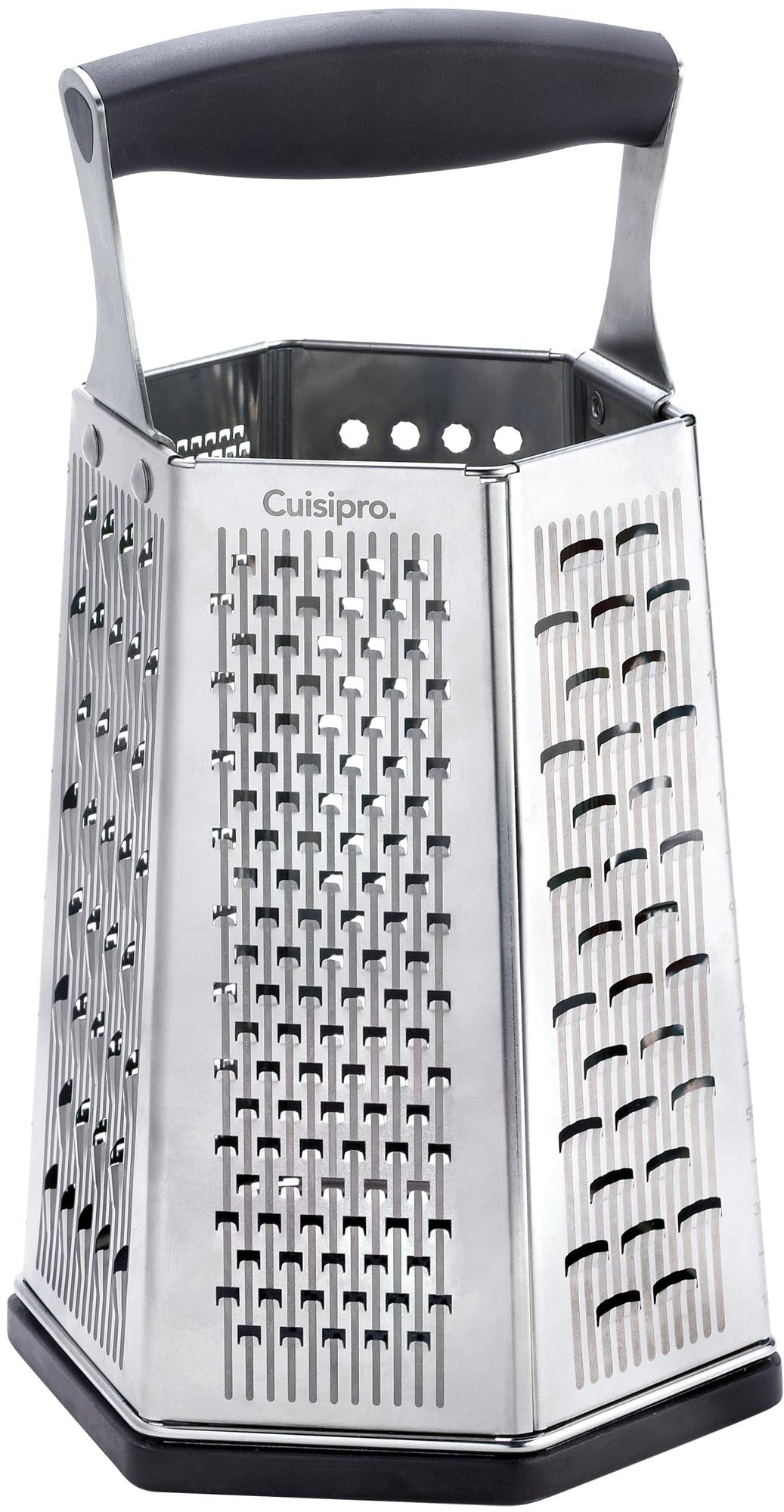 Entdecken Sie die SGT Reibe Tower 6-seitig 24cm von Cuisipro – der perfekte Küchenhelfer für Gemüse, Käse und mehr! Hochwertiger Edelstahl, ergonomisch und platzsparend.