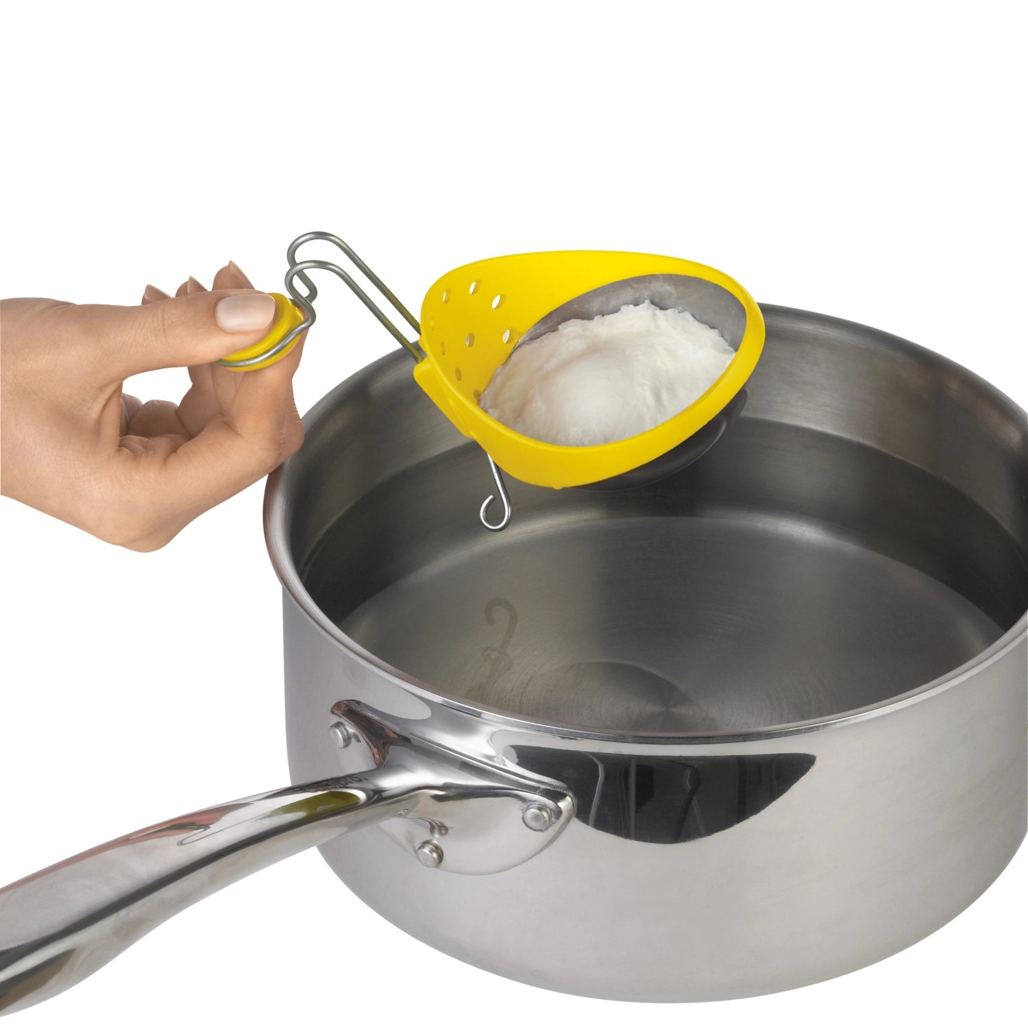 Cuisipro Eier-Pochierer Deluxe 2er Set, ideal für die mühelose Zubereitung von zwei perfekt pochierten Eiern in einem Schritt.