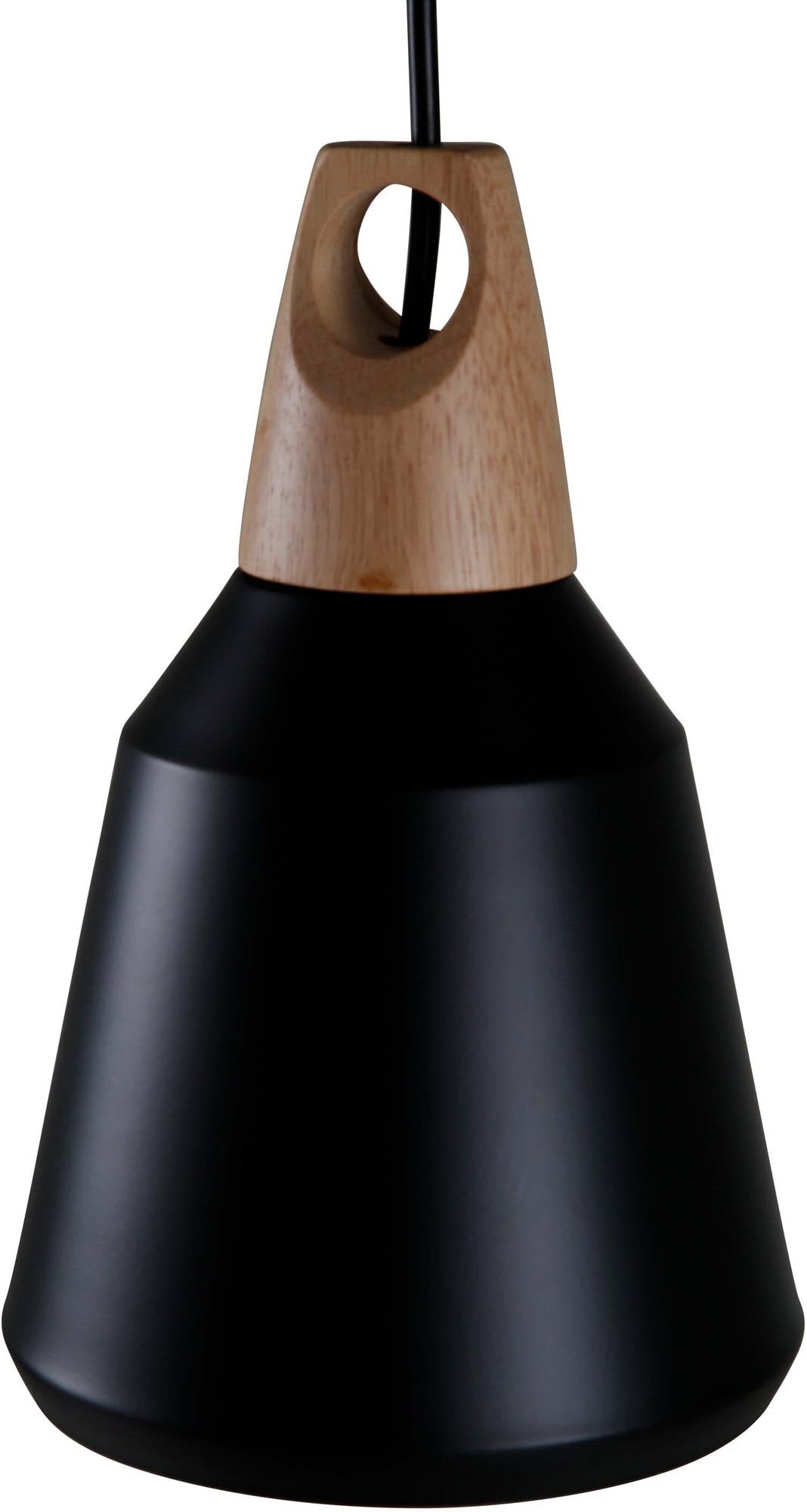 Die Nao Pendelleuchte von Venture Home: Elegantes Design in Schwarz und Walnuss, aus Stahl, ideal für moderne und rustikale Räume.
