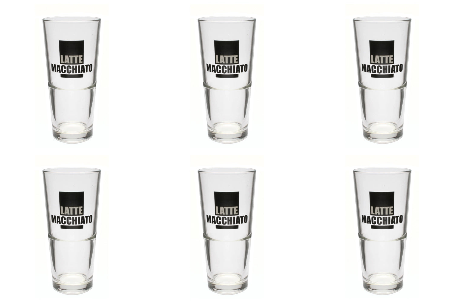 Set of 6 Latte Macch. Frank. 33cl Dec. black 15.2cm Aligro