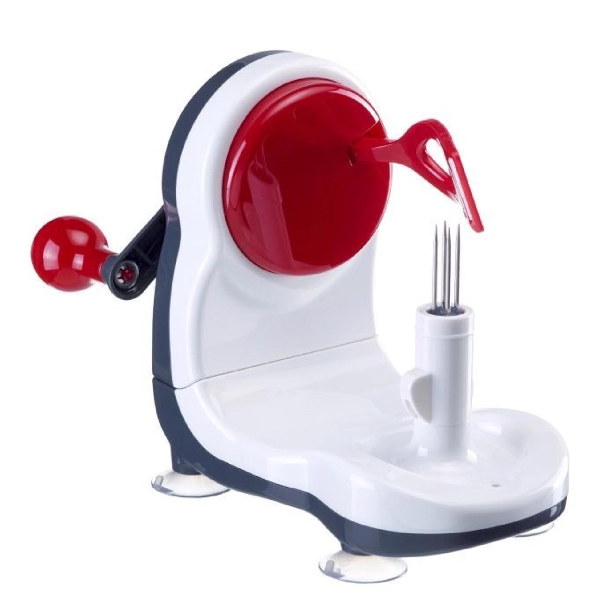 Effiziente Apfelschälmaschine von Westmark, perfekt zum Schälen, Entkernen und Schneiden von Äpfeln, kompakt und benutzerfreundlich.