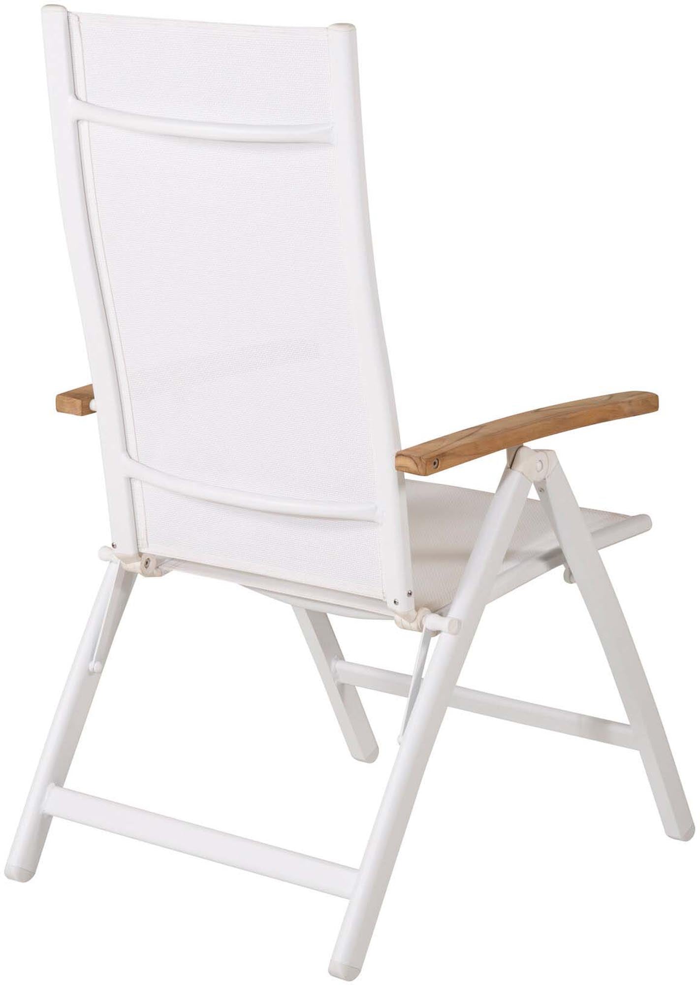 Panama Positions Stuhl: Stilvoller Gartenstuhl aus Aluminium und Teakholz für entspannte Sommertage im Freien.