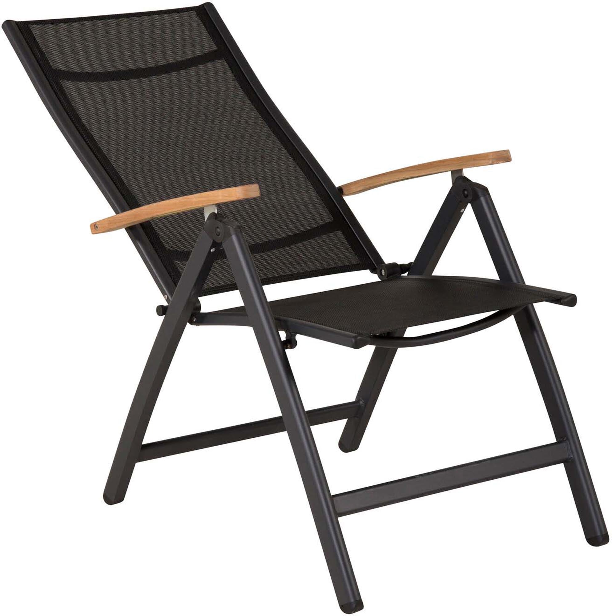 Panama Gartenstuhl Light: Stilvoller Klappstuhl aus robustem Aluminium und edlem Teakholz für entspannte Stunden im Freien.