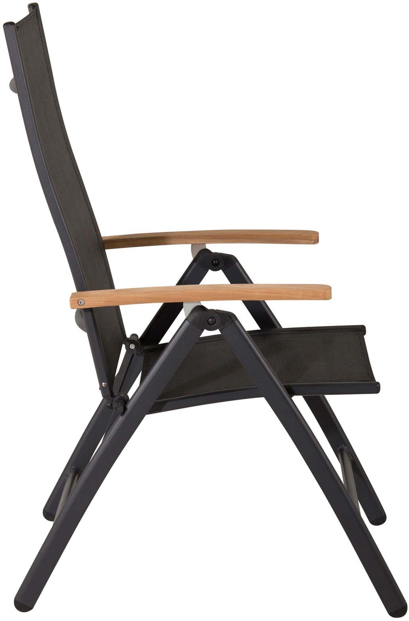 Panama Gartenstuhl Light: Eleganter, klappbarer Gartenstuhl aus leichtem Aluminium und luxuriösem Teakholz für höchsten Komfort im Freien.