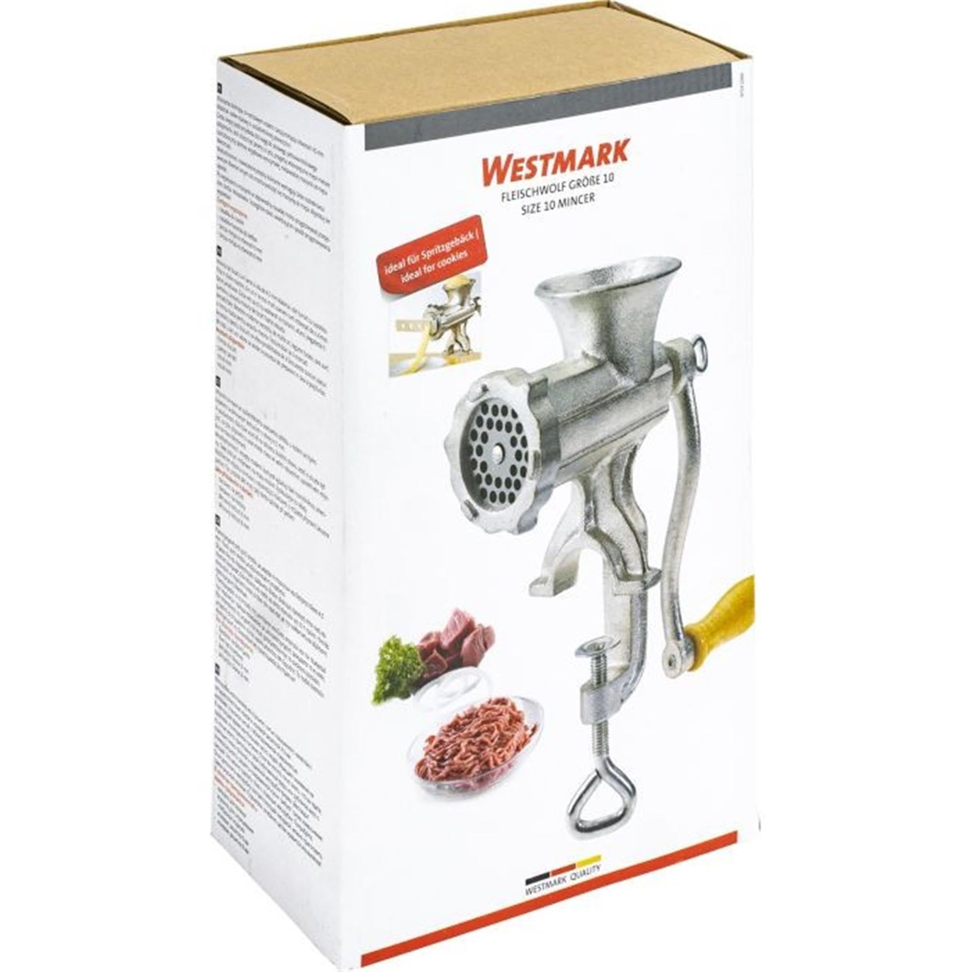 Hochwertiger Fleischwolf Grösse 10 von Westmark, ideal für frisches Hackfleisch, Masse: 29,5x11,5x27,5 cm, robust und langlebig.