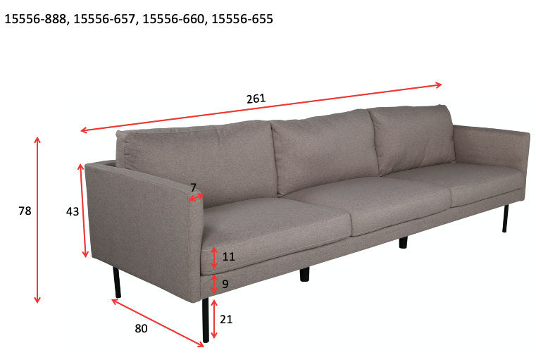 Zoom 3er Sofa in Grau präsentiert im Onlineshop von KAQTU Design AG. 3er Sofa ist von Venture Home