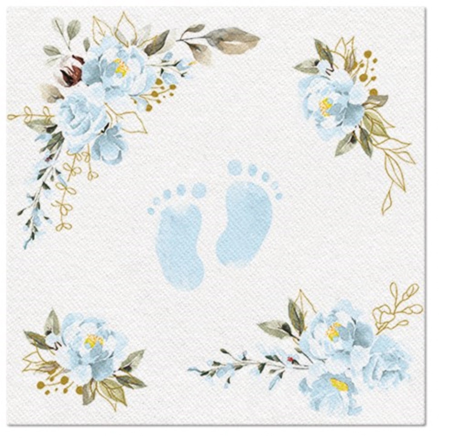 Servietten Dinner 50x Baby feet hellblau, 40x40cm in Blau präsentiert im Onlineshop von KAQTU Design AG. Servietten ist von PAW