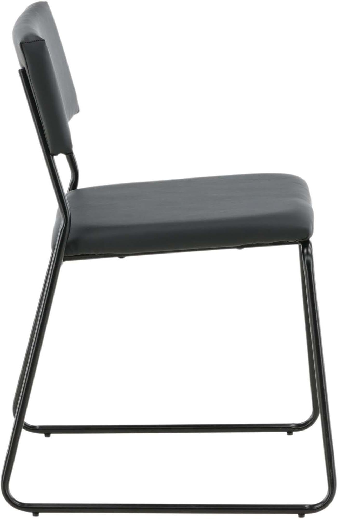 Eleganter Kenth Stuhl von Venture Home: Modernes Design, komfortable PU-Sitzfläche, stabile Eisenbeine, pflegeleicht, zeitlos schwarz.