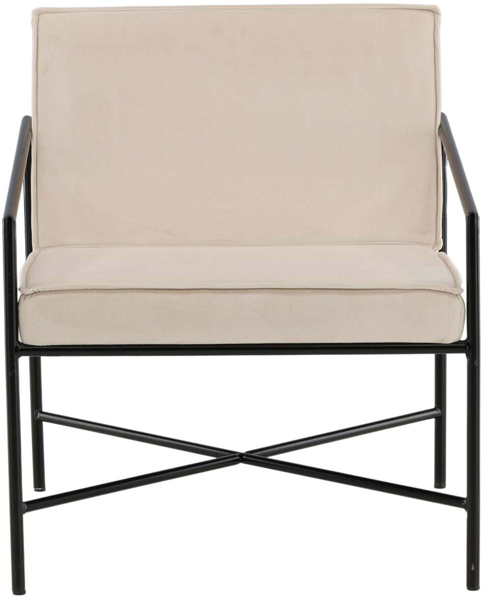 Entdecken Sie den Rakel Sessel von Venture Home: Skandinavischer Minimalismus trifft auf kuscheligen Teddy-Stoff und modernes Metallgestell.