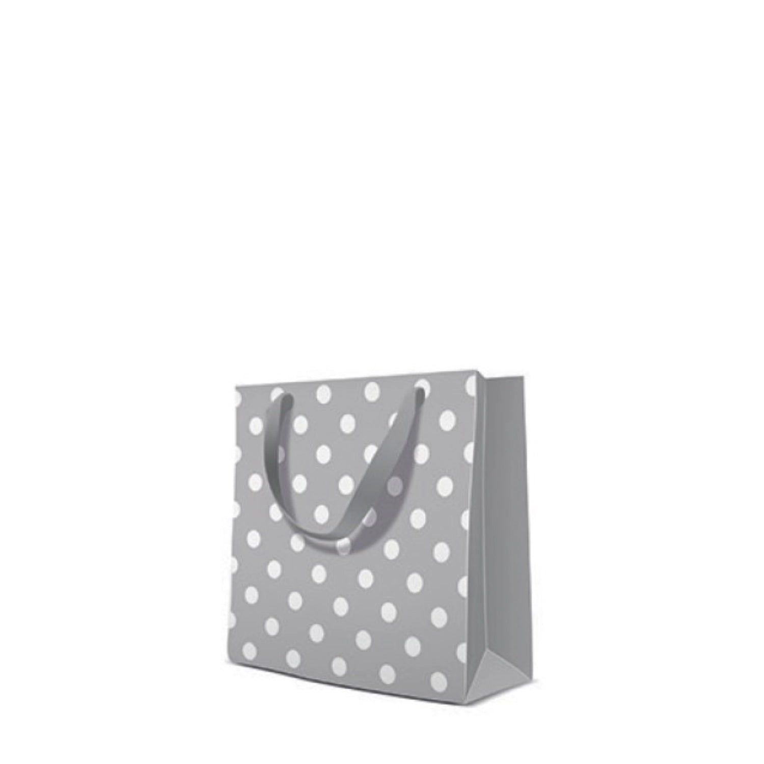 Geschenktüte grau/weiss m. Punkten 17x6x17cm in Silber präsentiert im Onlineshop von KAQTU Design AG. Geschenkzubehör ist von PAW