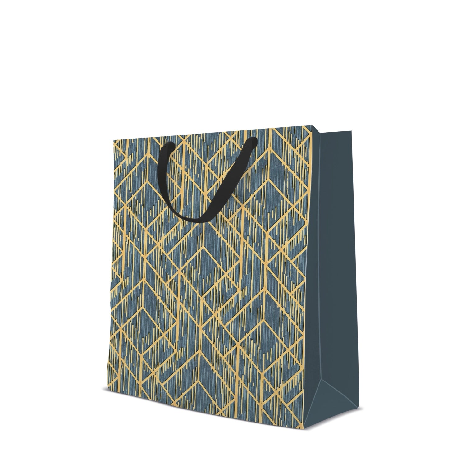 Geschenktüte Premium Geometric Deco groß 33.5x26.5x13 cm in Silber präsentiert im Onlineshop von KAQTU Design AG. Geschenkzubehör ist von PAW
