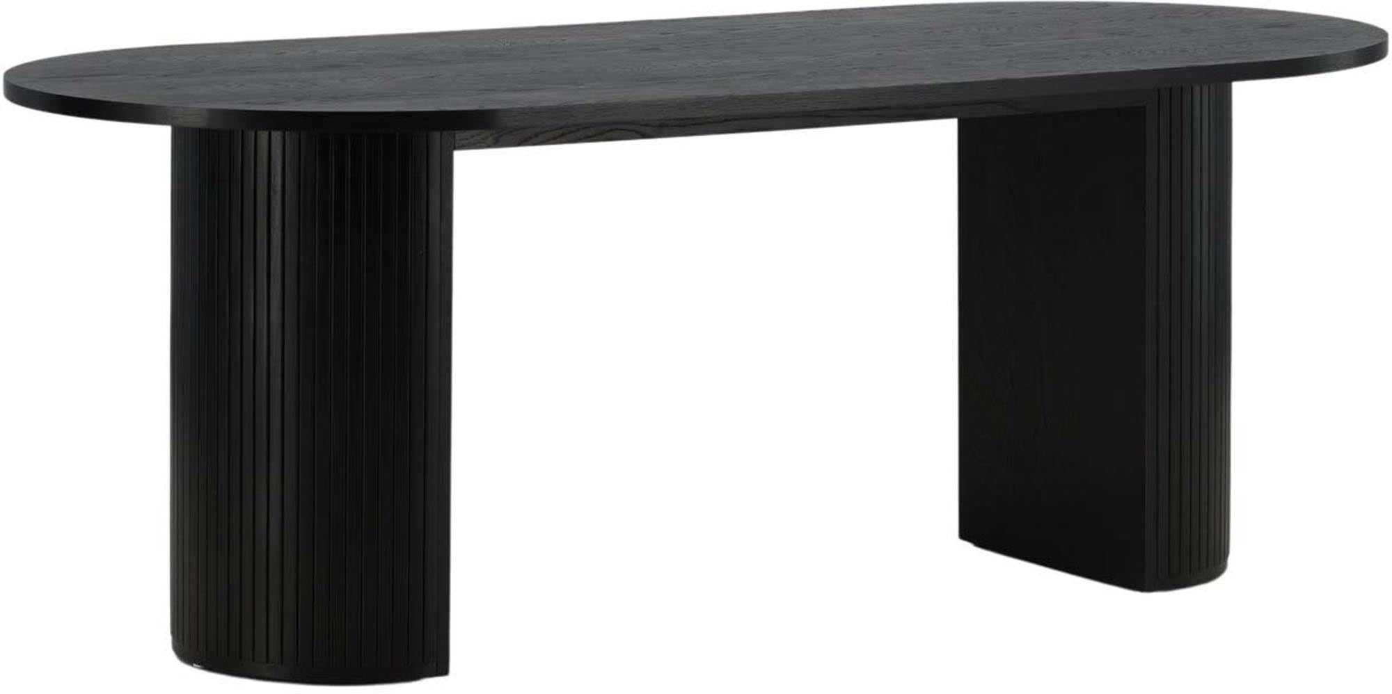 Eleganter Bianca Tisch von Venture Home: Schwarzes MDF-Furnier, modernes Rippendesign, ideal für gesellige Abende.