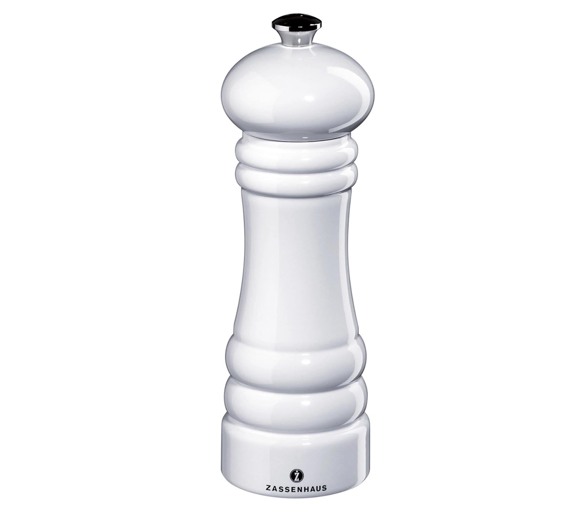 Elegante 18 cm Salzmühle "Berlin" von Amefa, weiss glänzend, mit einstellbarem Mahlwerk für perfekte Salz-Körnung.