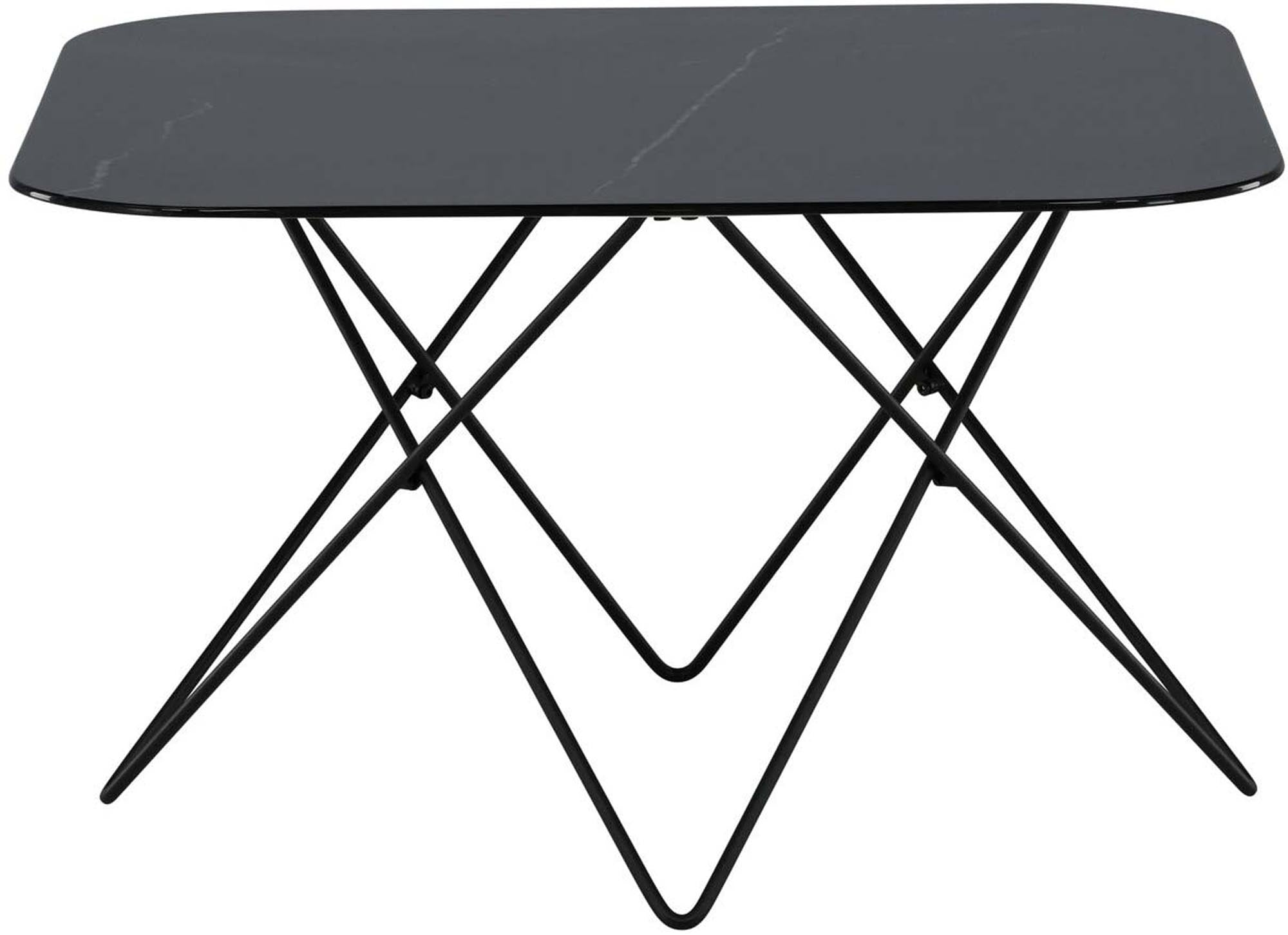 Stylischer Tristar Beistelltisch von Venture Home: Rechteckige Form, robustes Metall und edles Marmorglas für ein modernes Wohnambiente.