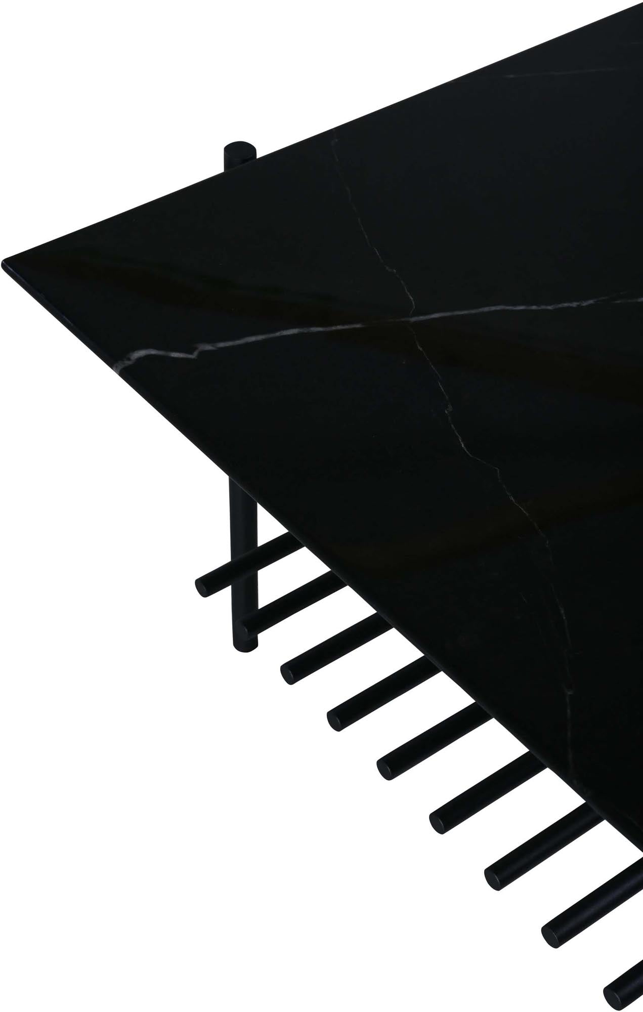 Moderner rechteckiger Couchtisch von Staf, kombiniert Marmorglas und Metall für stilvolles Wohnen. Ideal für kleine Räume!