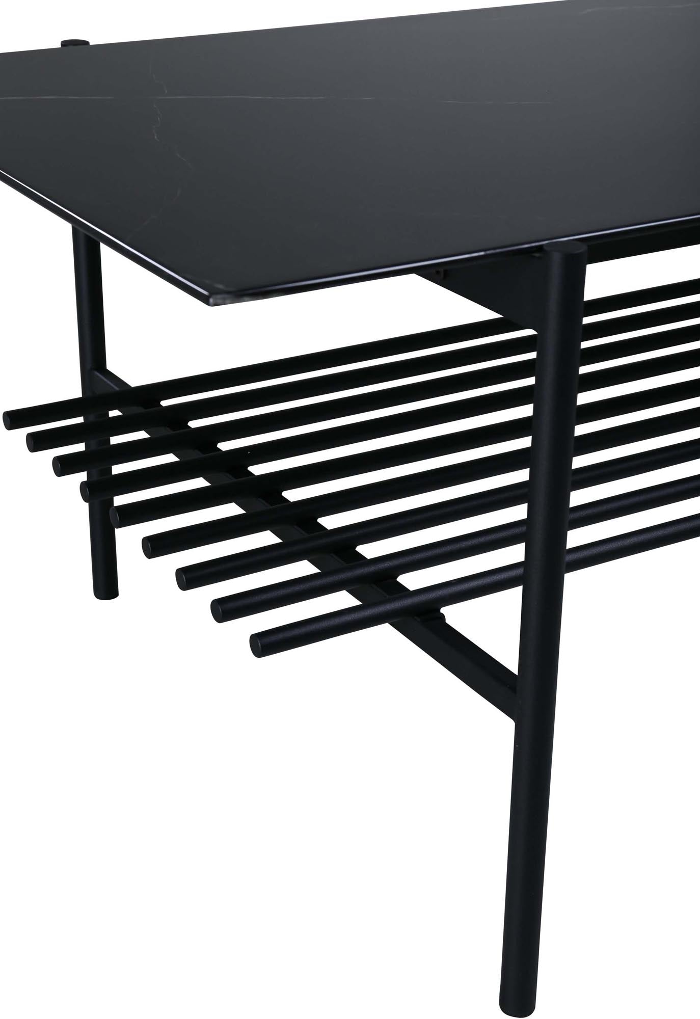 Eleganter rechteckiger Couchtisch von Staf, aus Marmorglas und Metall. Perfekt für stilvolle Wohnräume und kleine Bereiche!