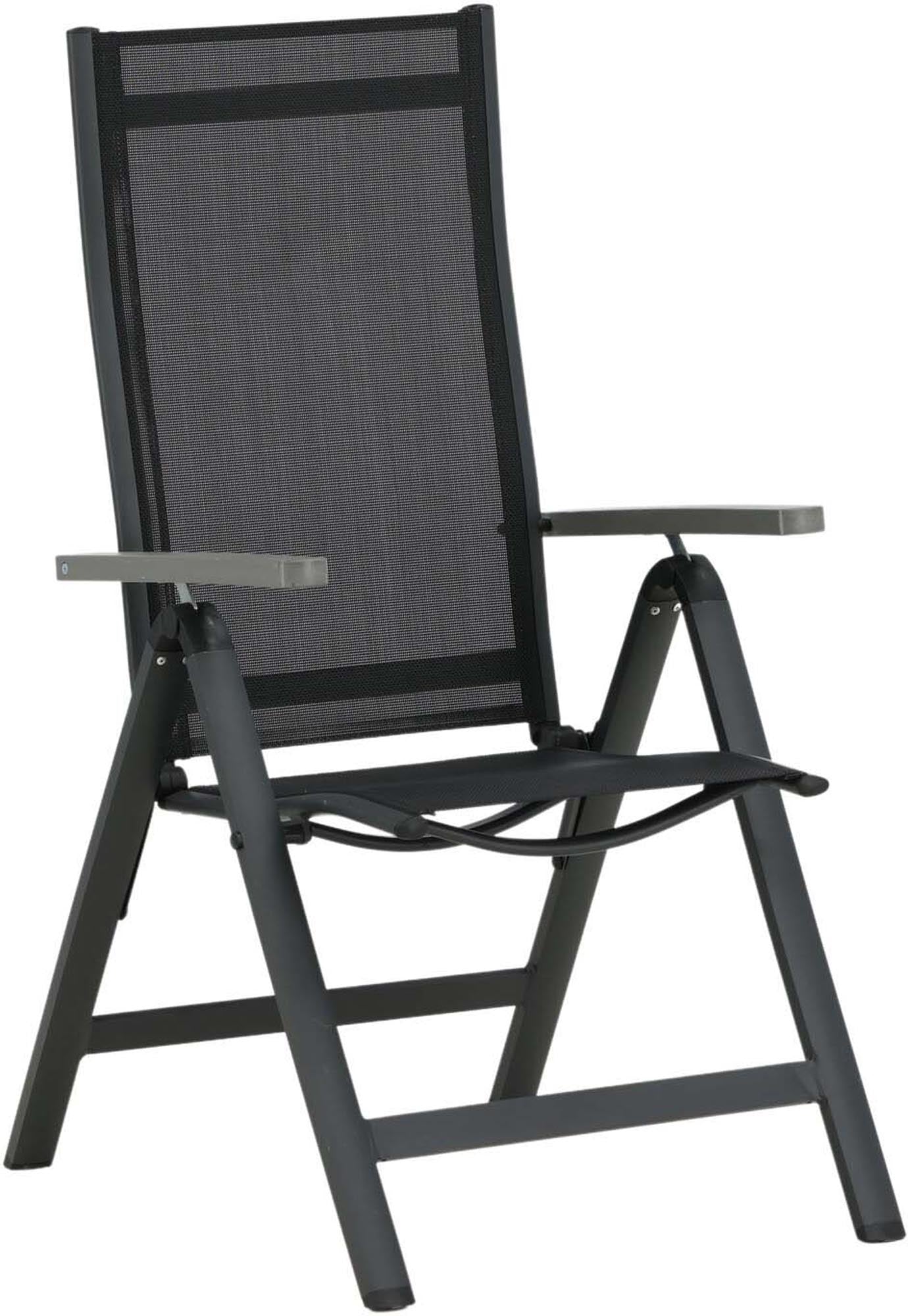 Albany Light Stuhl: Eleganter Gartenstuhl mit Armlehnen, fünf Positionen und pflegeleichtem Textilene für entspannte Stunden im Freien.
