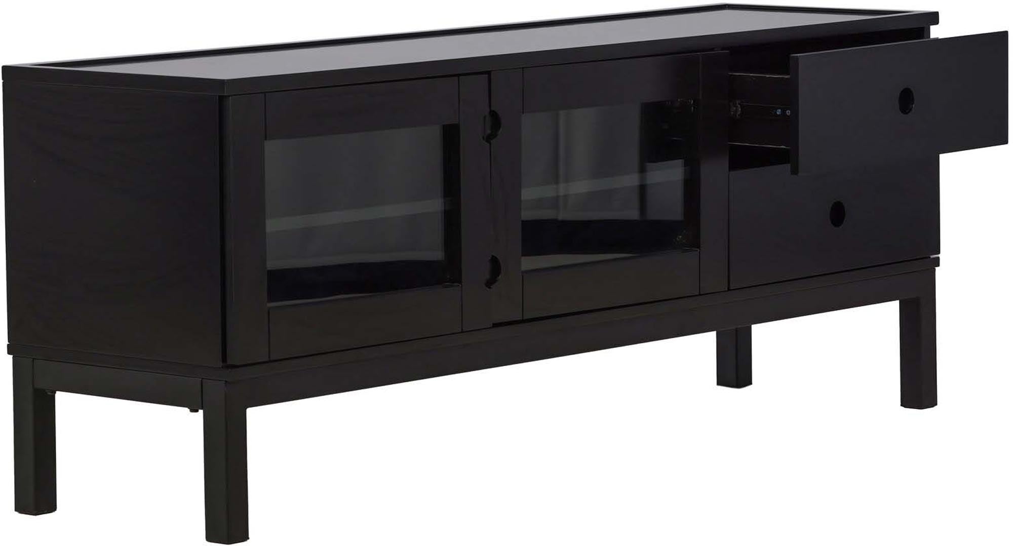 Elegantes Alcoa Kabinett: Schwarzes MDF, grosszügiger Stauraum, modernes Design, funktional und stilvoll.