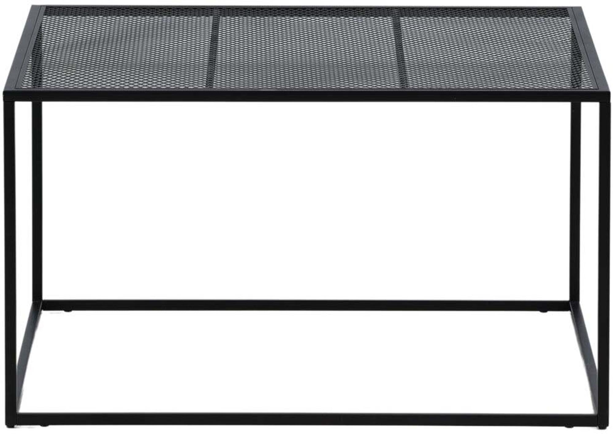 Eleganter Netz Coffee Tisch von Venture Home aus robustem beigem Stahl. Minimalistisches Design mit praktischer Gitterablage für vielseitige Nutzung.