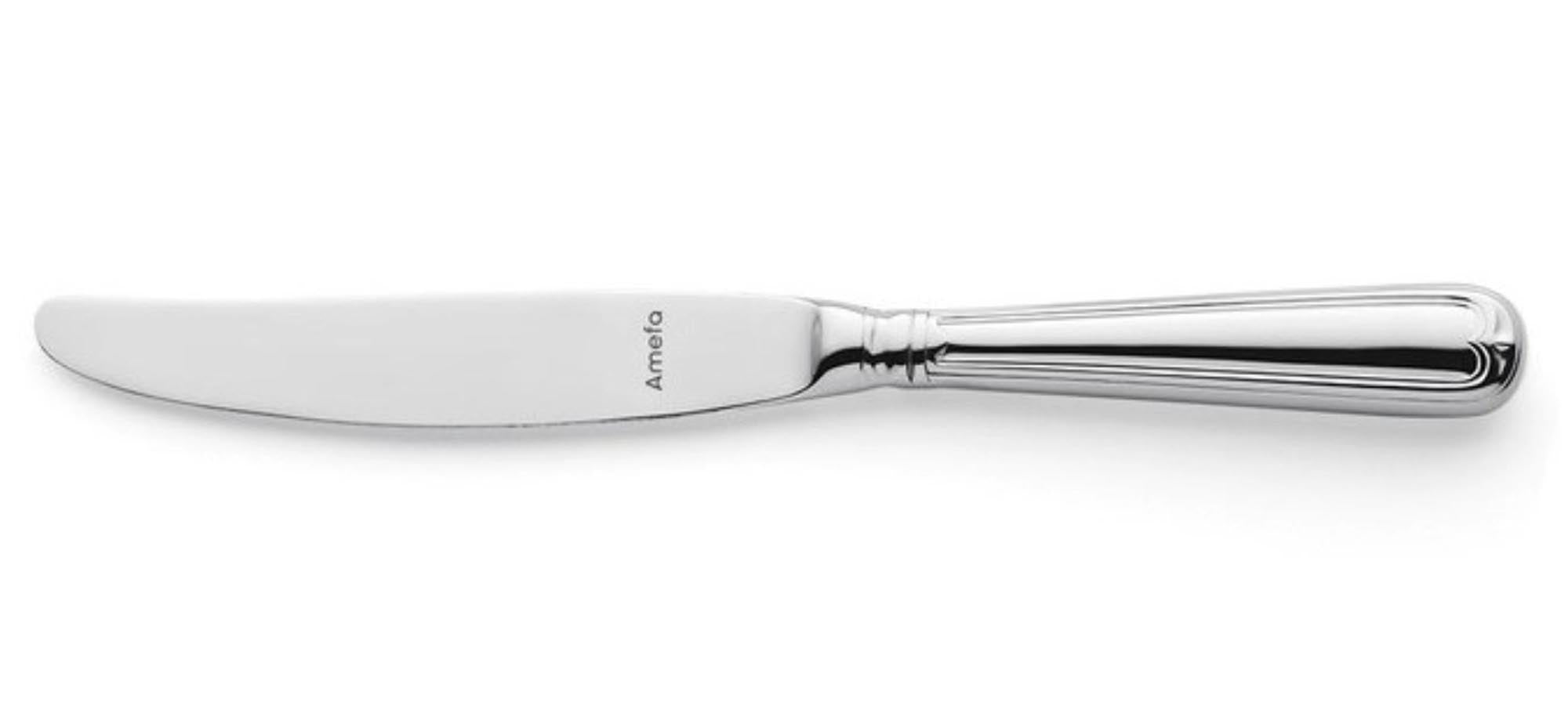 Entdecken Sie das elegante Augsburger Faden Dessertmesser Hohl von Amefa. Hochglänzend, aus 18/10 Edelstahl, perfekt für Desserts und festliche Anlässe.