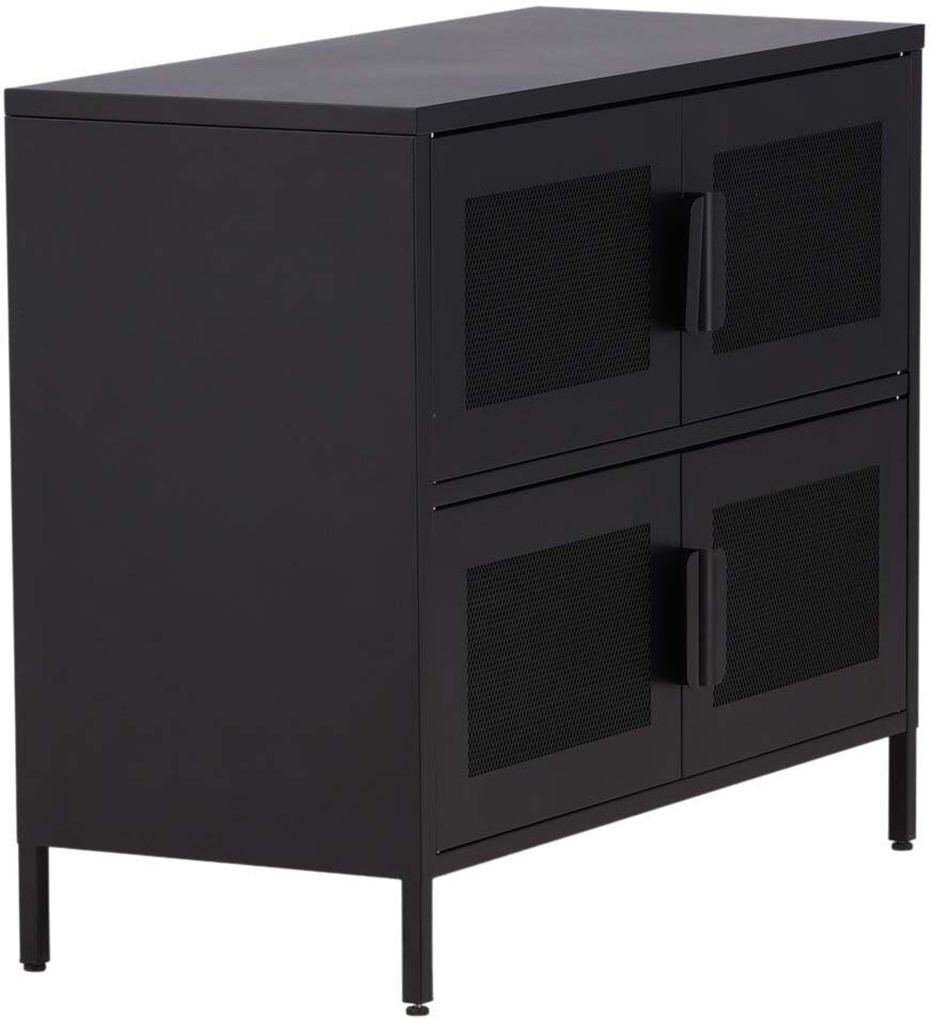 Erleben Sie den Nett Kabinett von Venture Home – ein eleganter Aufbewahrungsschrank aus hochwertigem Stahl, der Funktionalität und modernes Design vereint.