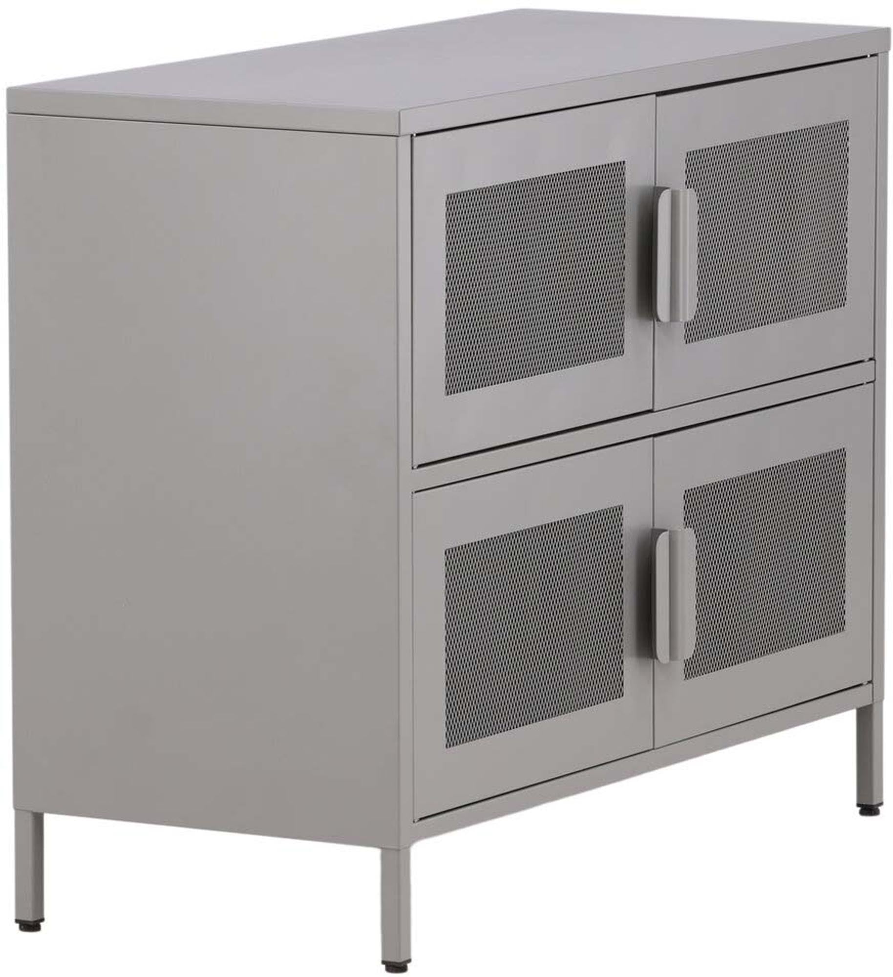 Erleben Sie den Nett Kabinett von Venture Home: Ein moderner Aufbewahrungsschrank aus hochwertigem Stahl, der Funktionalität und Design vereint.