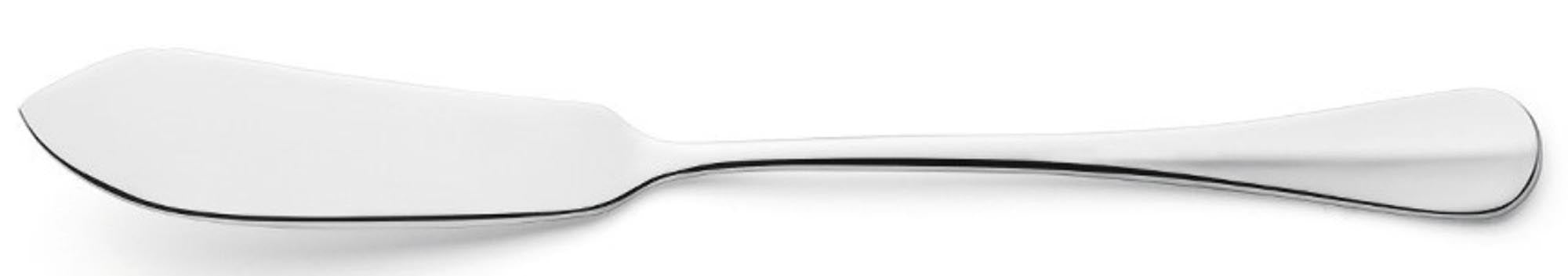 Elegantes Fischmesser aus 18/10 Edelstahl, korrosionsbeständig, ergonomisch, ideal für stilvolles Filetieren und Servieren.