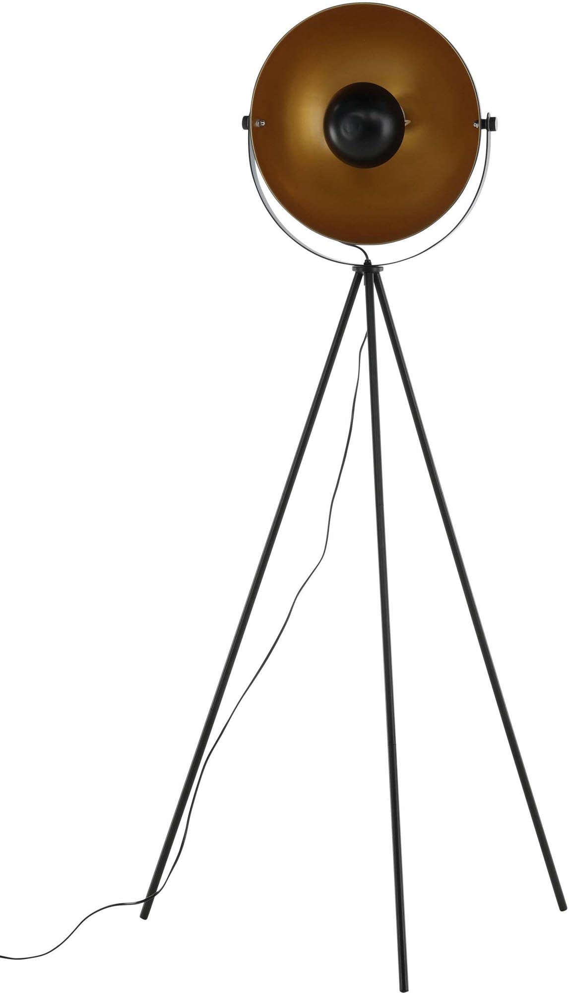 Elegante Search Stehleuchte in Schwarz mit goldenen Akzenten, ideal für moderne Wohnräume und vielseitige Einrichtungsstile.