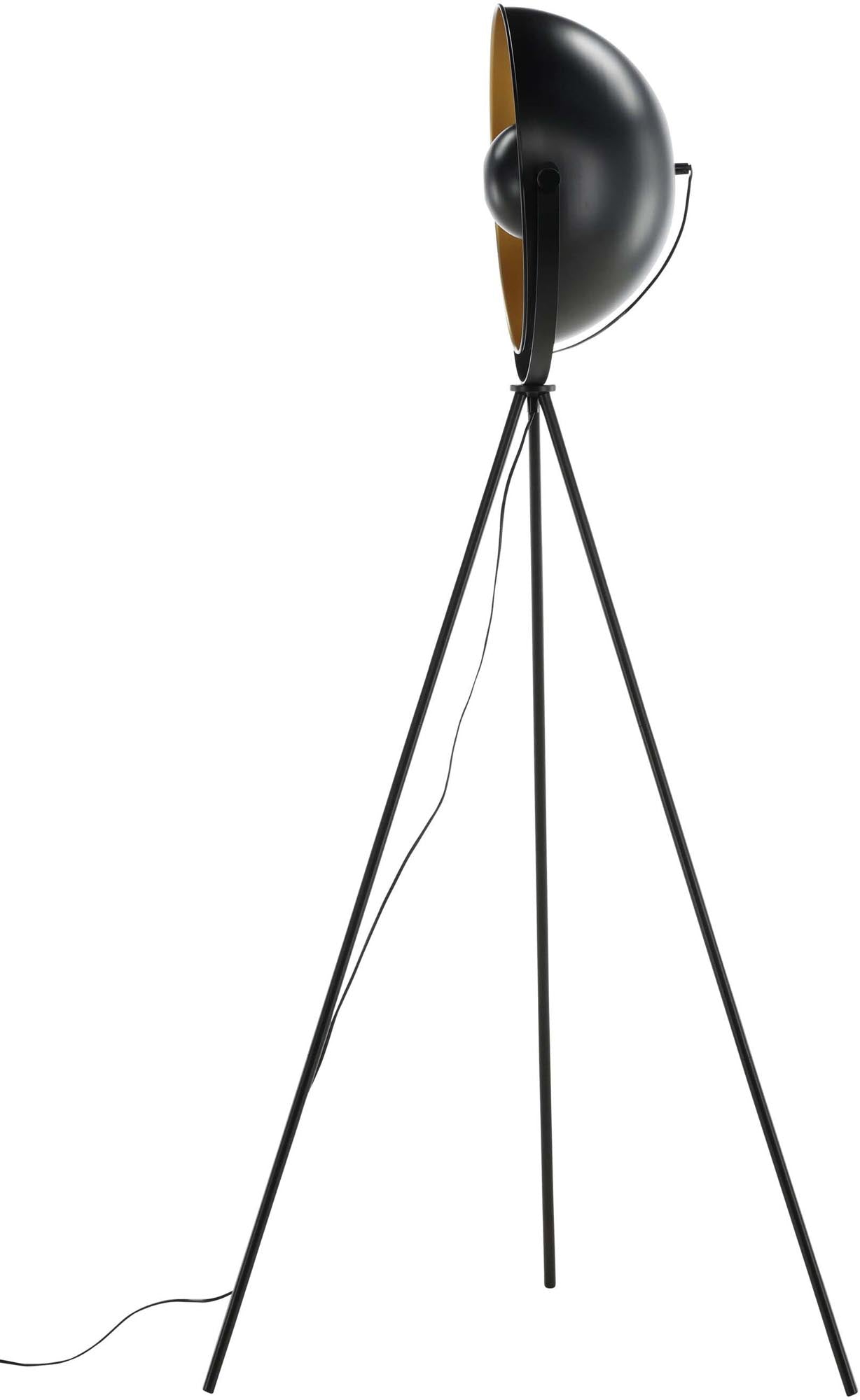 Venture Home Search Stehleuchte: Stilvolle Kombination aus robustem Stahl und eleganten goldenen Details, ideal für moderne Wohnräume und Büros.