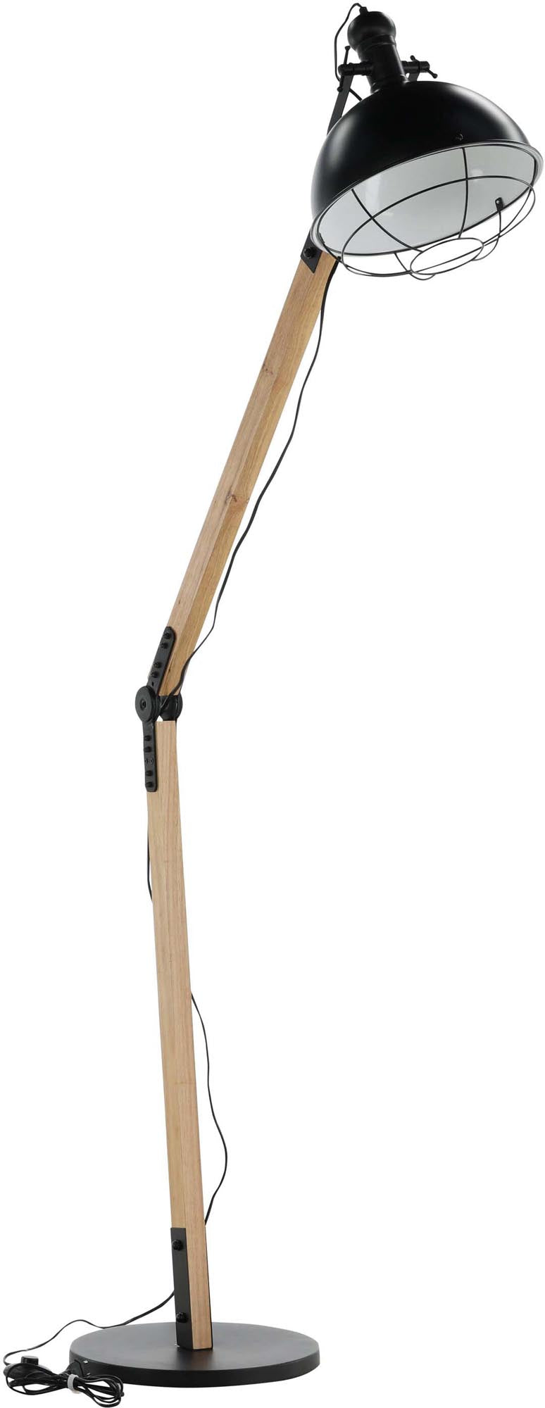 Elegante Kick Stehleuchte von Venture Home: Hochwertiger Stahl und Holzimitat vereinen Stil und Funktionalität für jedes Zuhause.