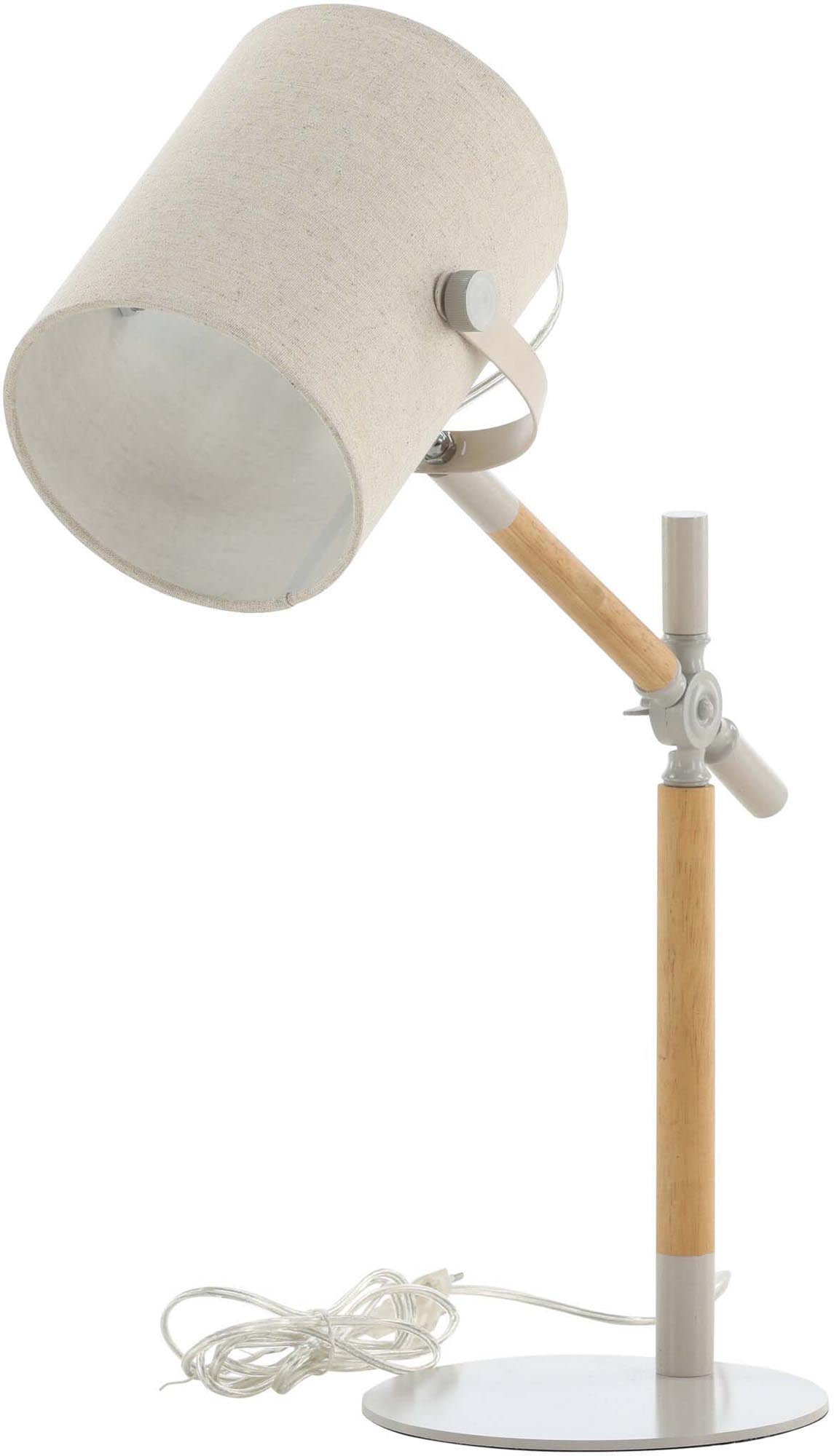 Stilvolle Tischleuchte Dennis von Venture Home: Hochwertiger Leinenlampenschirm, warme Beigetöne und vielseitig einsetzbar für gemütliche Akzente.