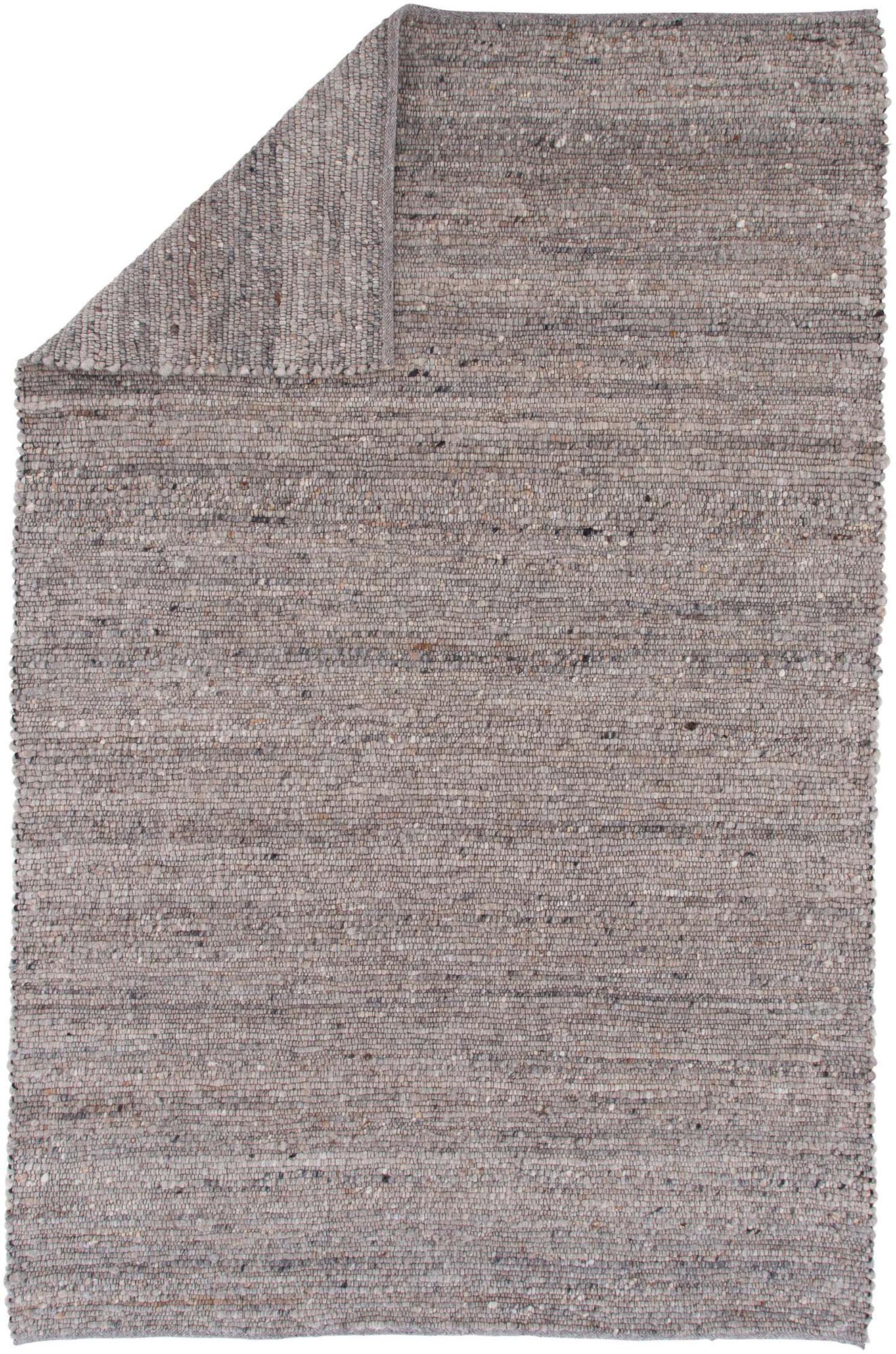 Handgewebter Wollteppich in Silbergrau-Beige, 230x160 cm. Stilvoll, pflegeleicht, wärmeisolierend. Ideal für jeden Raum.