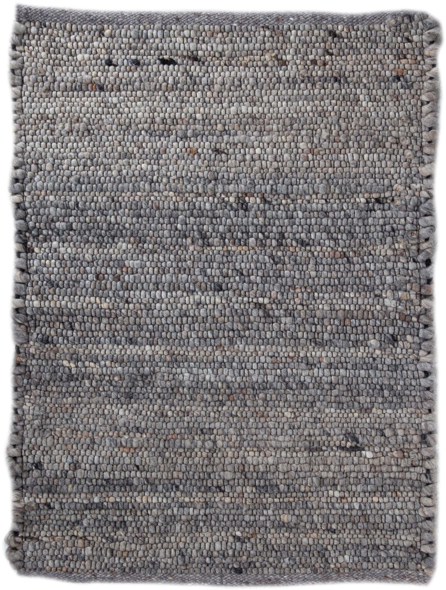 Handgewebter Wollteppich in Silbergrau-Beige, 230x160 cm. Stilvoll, pflegeleicht, wärmeisolierend. Ideal für jeden Raum.