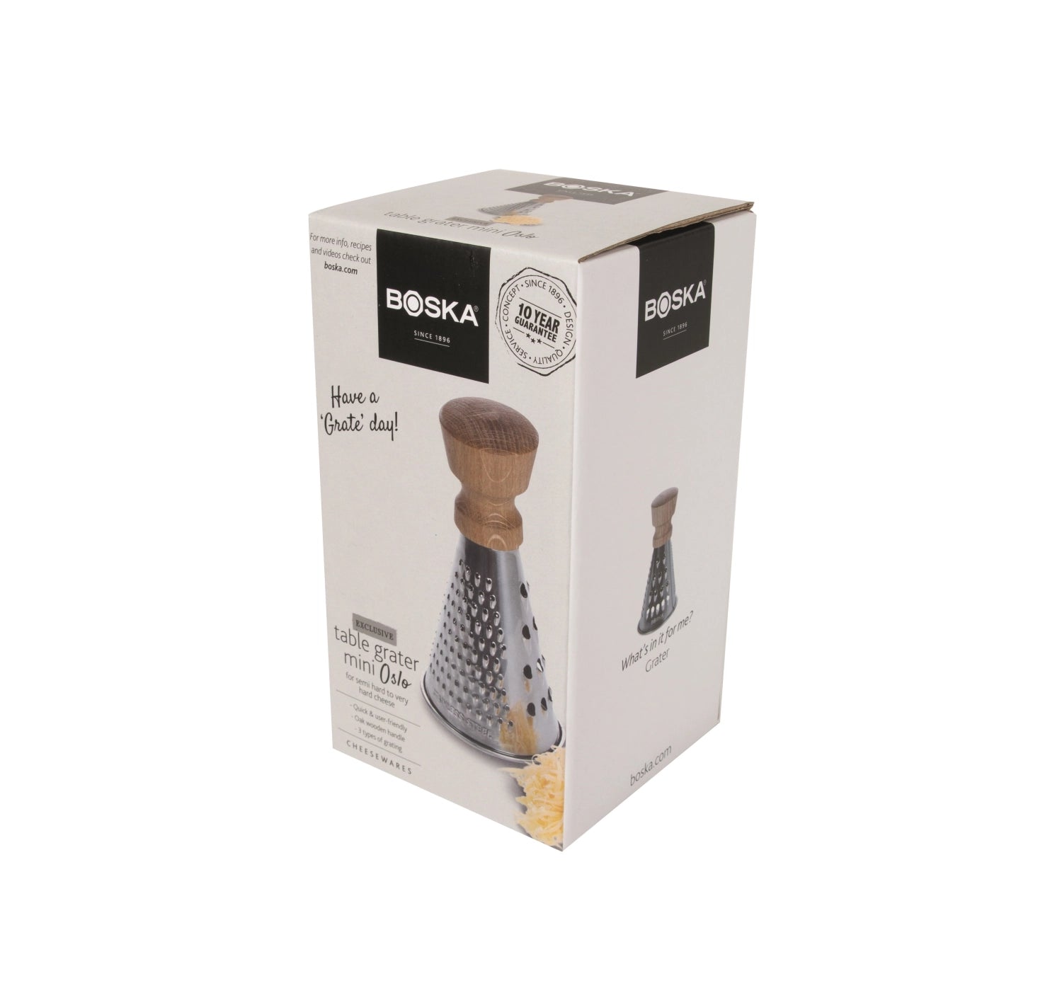 Kompakte Tischreibe Mini Oslo aus hochwertiger brauner Eiche, ideal für präzises Reiben und Raffeln in der modernen Küche.