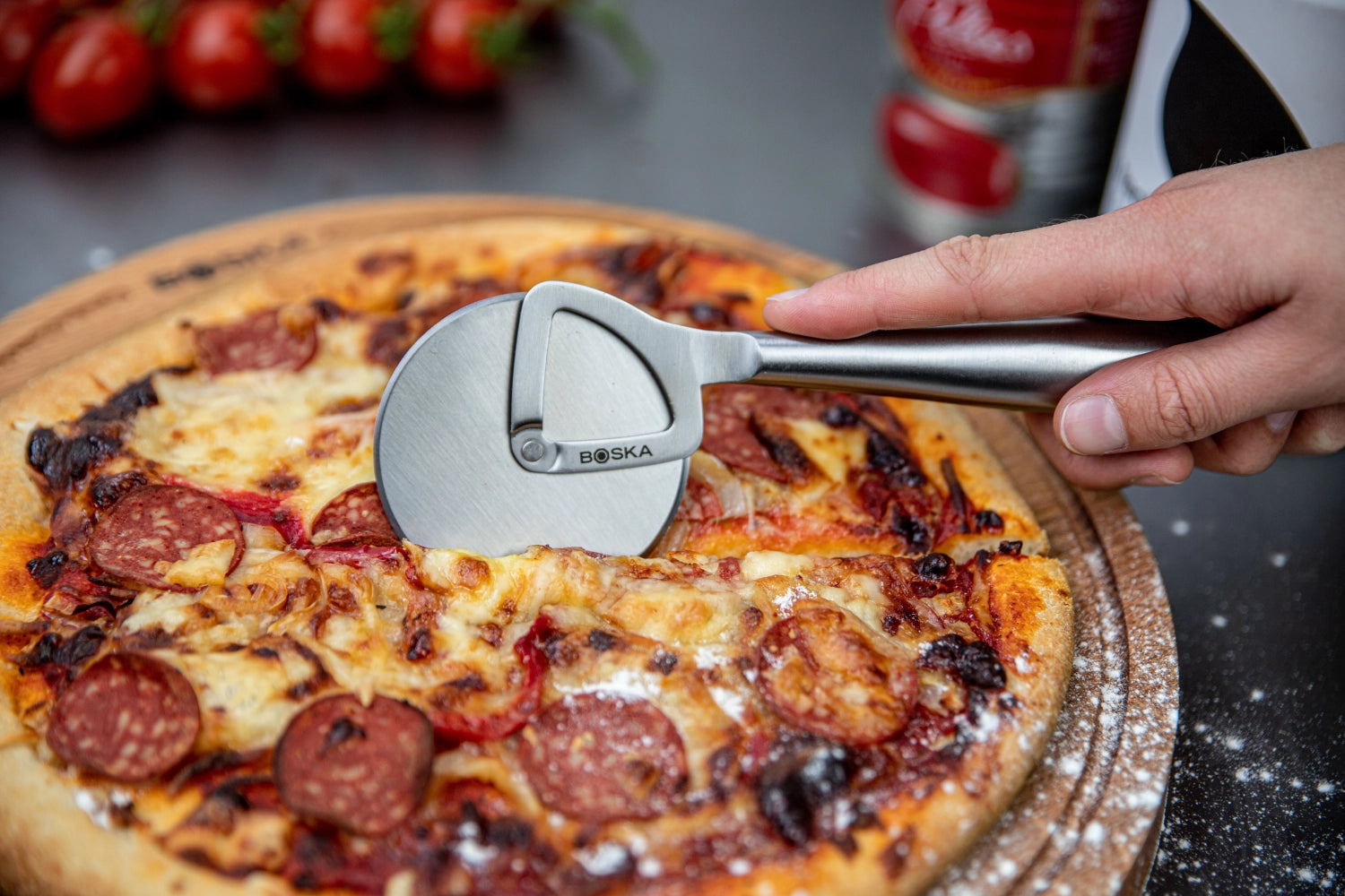 Pizzaschneider Copenhagen von Boska, stilvolles und funktionales Küchenwerkzeug, ideal für perfekte Pizzastücke, modernes Design.