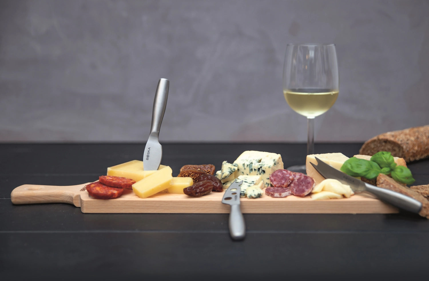 Cheese set Amigo beech wood stainless steel