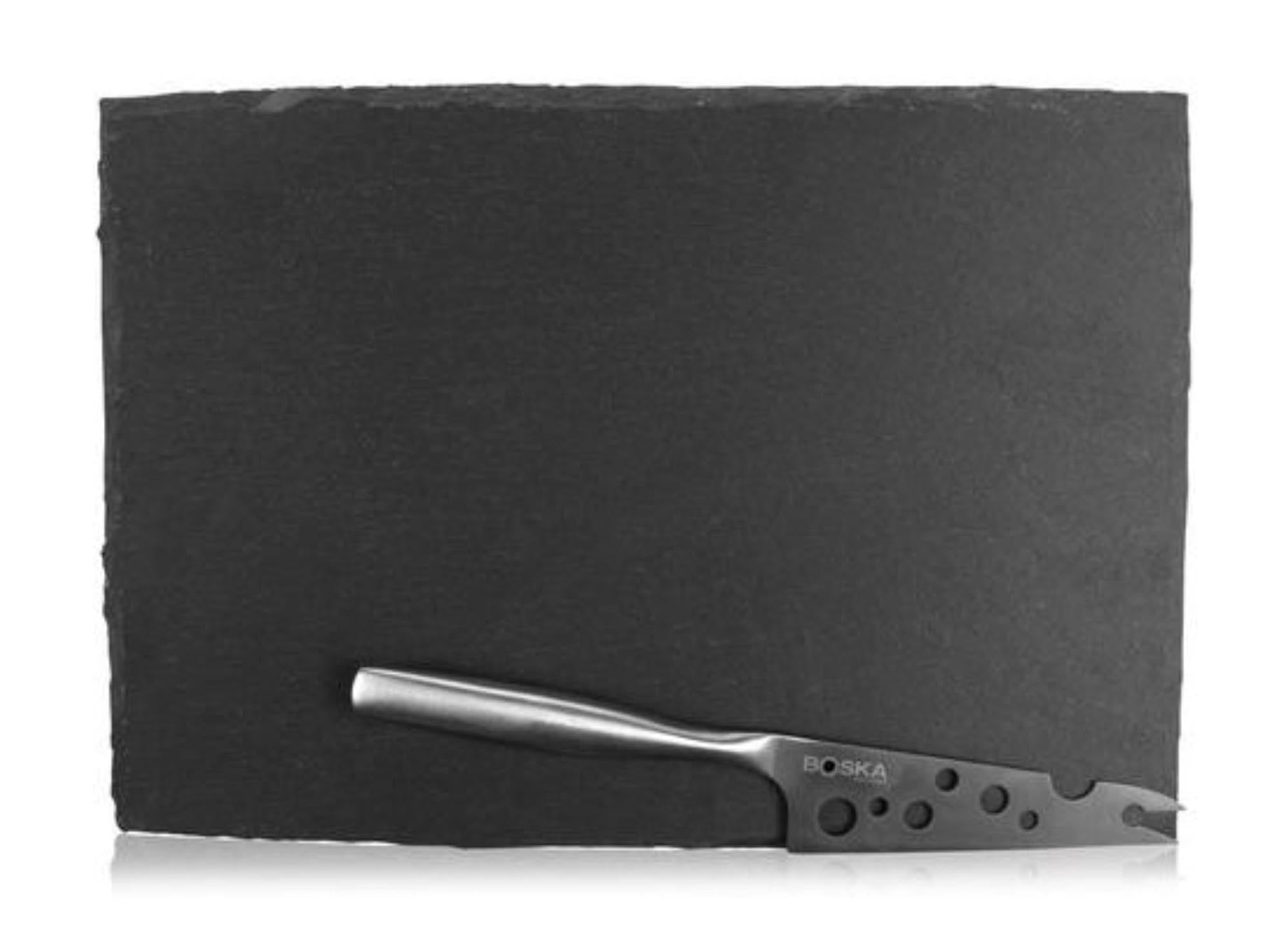 Elegantes Käseset aus Schiefer von Boska, 330x230x15mm, ideal für stilvolle Käsepräsentationen und gesellige Abende.