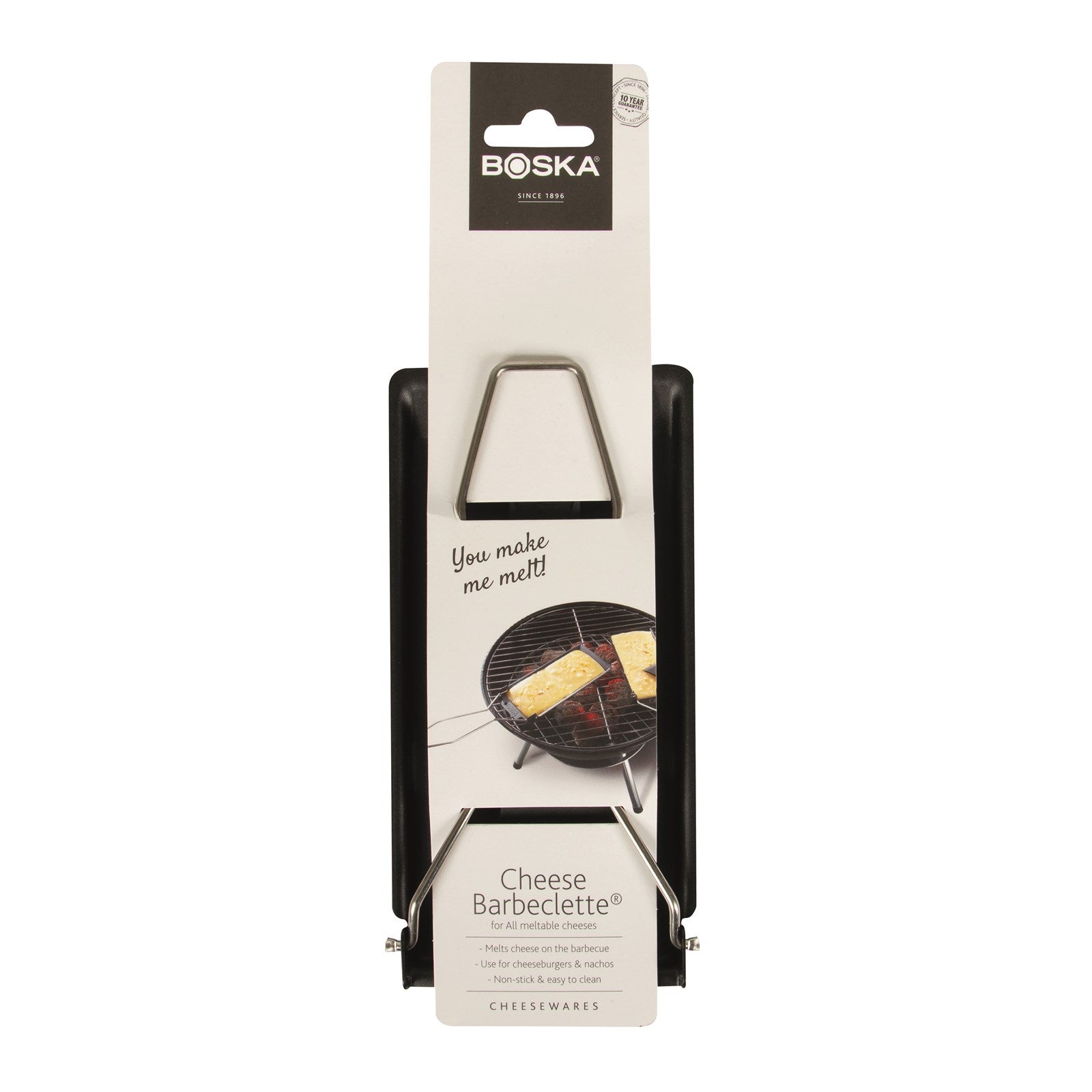 Genießen Sie mit der Cheese Barbeclette® von Boska geschmolzenen Käse auf dem Grill oder im Ofen. Ideal für kreative Käsegerichte und unvergessliche Abende!