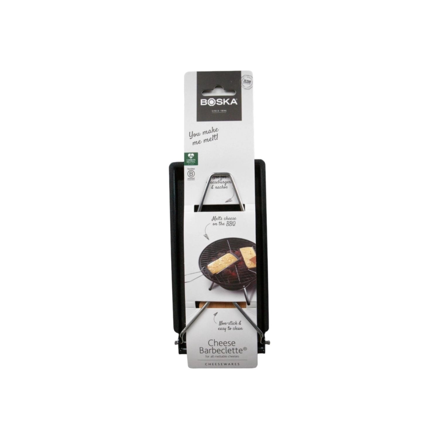 Schwarze Cheese Barbeclette® von Boska, aus hochwertigem Edelstahl und Kunststoff, ideal für Raclette-Partys, Maße 270x90x10 cm.