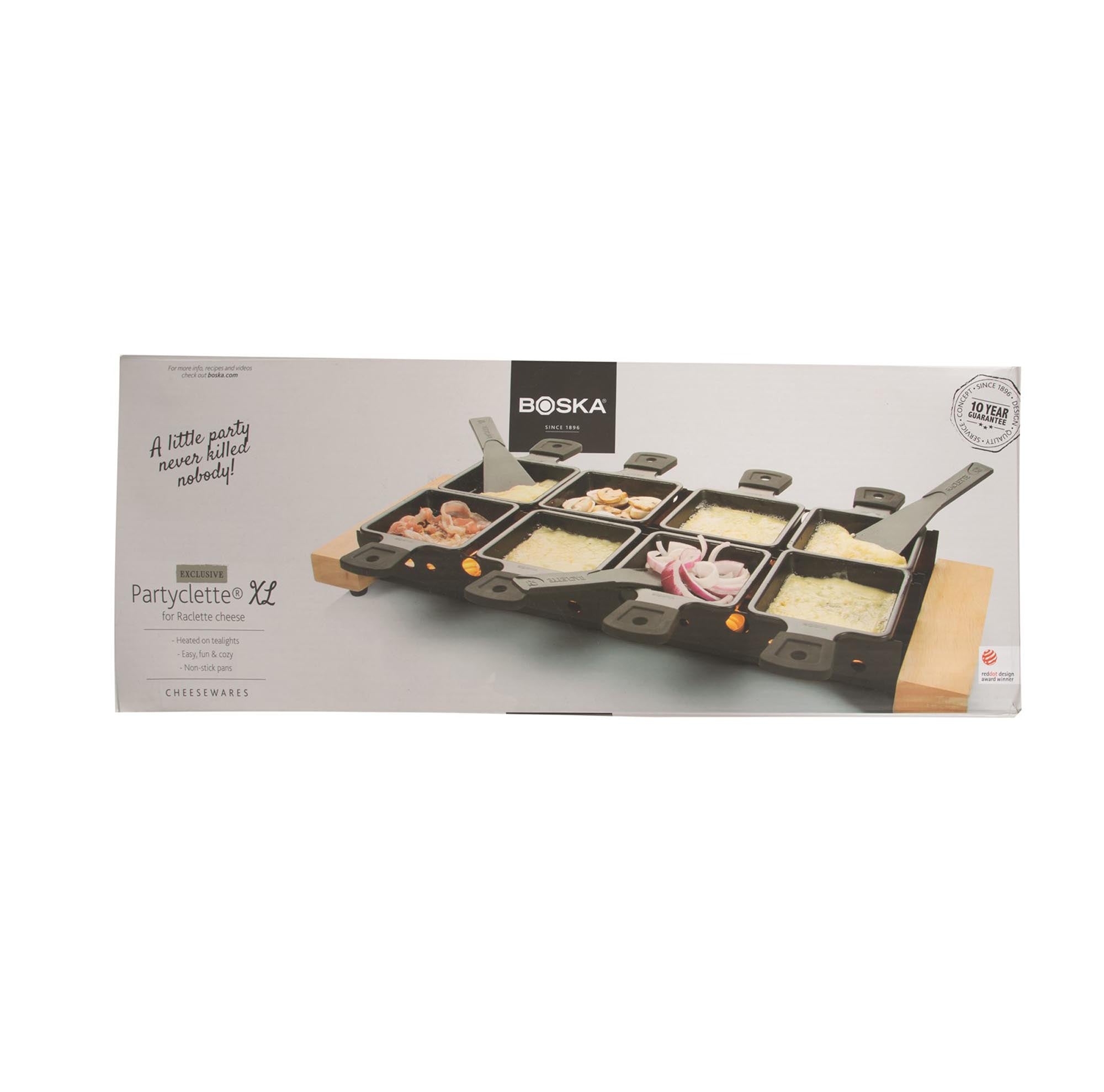 Elegante Partyclette XL von Boska: Edelstahl, 487x185x58mm, ideal für Raclette in grossen Runden. Stilvoll und langlebig.