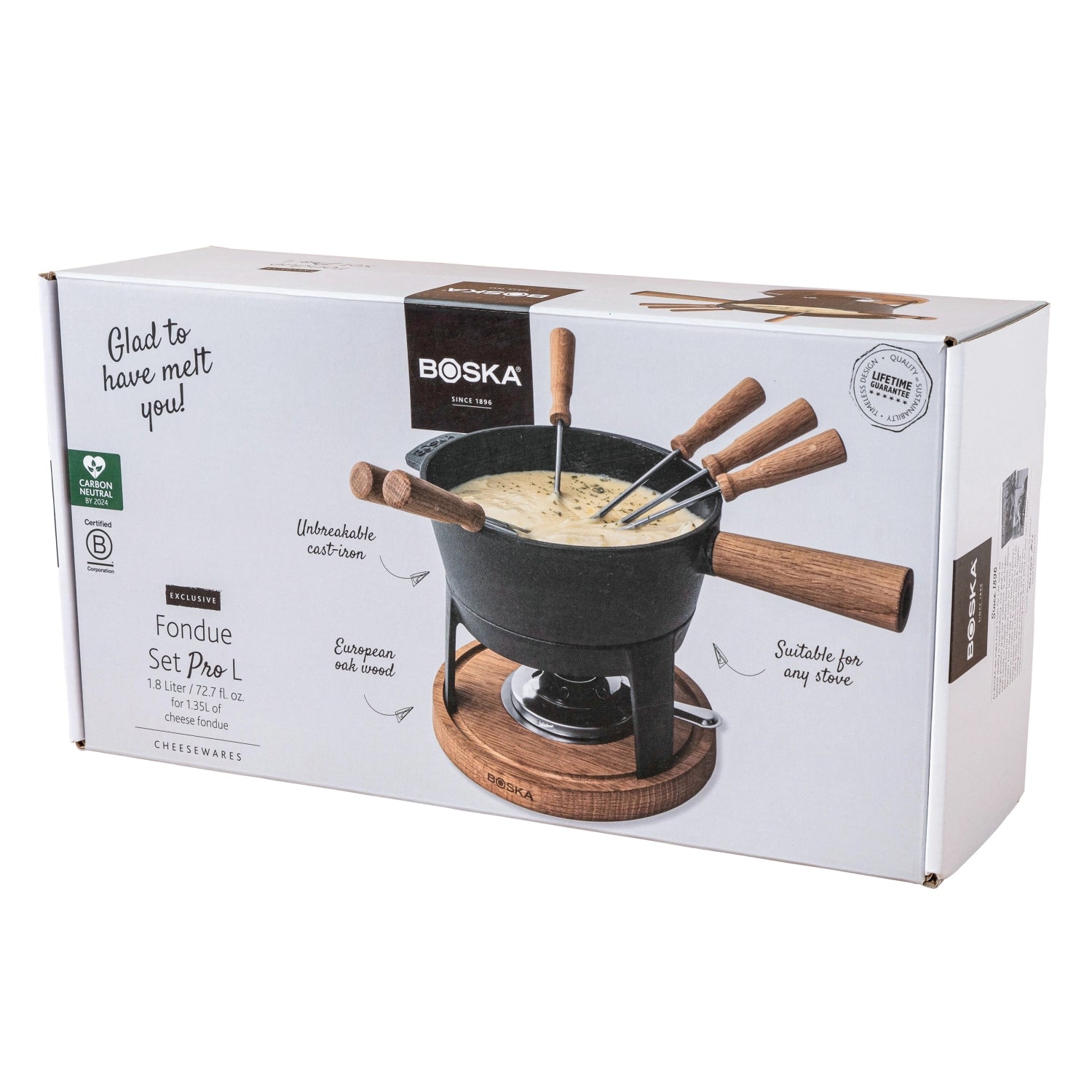 Elegantes Fondueset Pro L 1.8lt von Boska, ideal für gesellige Abende, inklusive stabiler Schüssel und nützlichem Zubehör für unvergessliche Fondue-Momente.