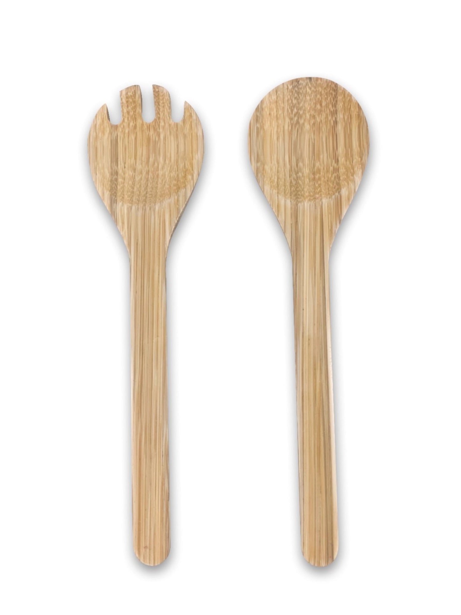 Natürliches Bambus Salatbesteck, 28 cm, ideal für umweltfreundliches Servieren von Salaten, stilvolles Design von Nuts Innovations.