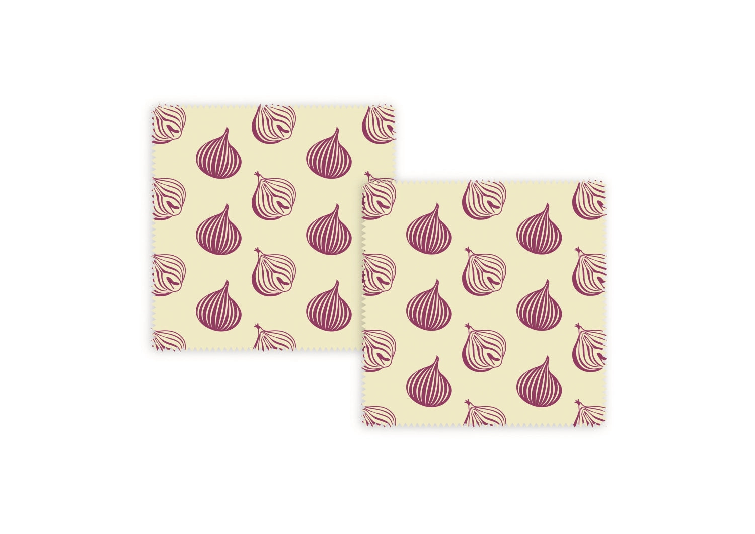 2er Set Bienenwachstuch für Zwiebeln, 16x16cm, umweltfreundlich und wiederverwendbar, ideal für nachhaltige Aufbewahrung in der Küche.