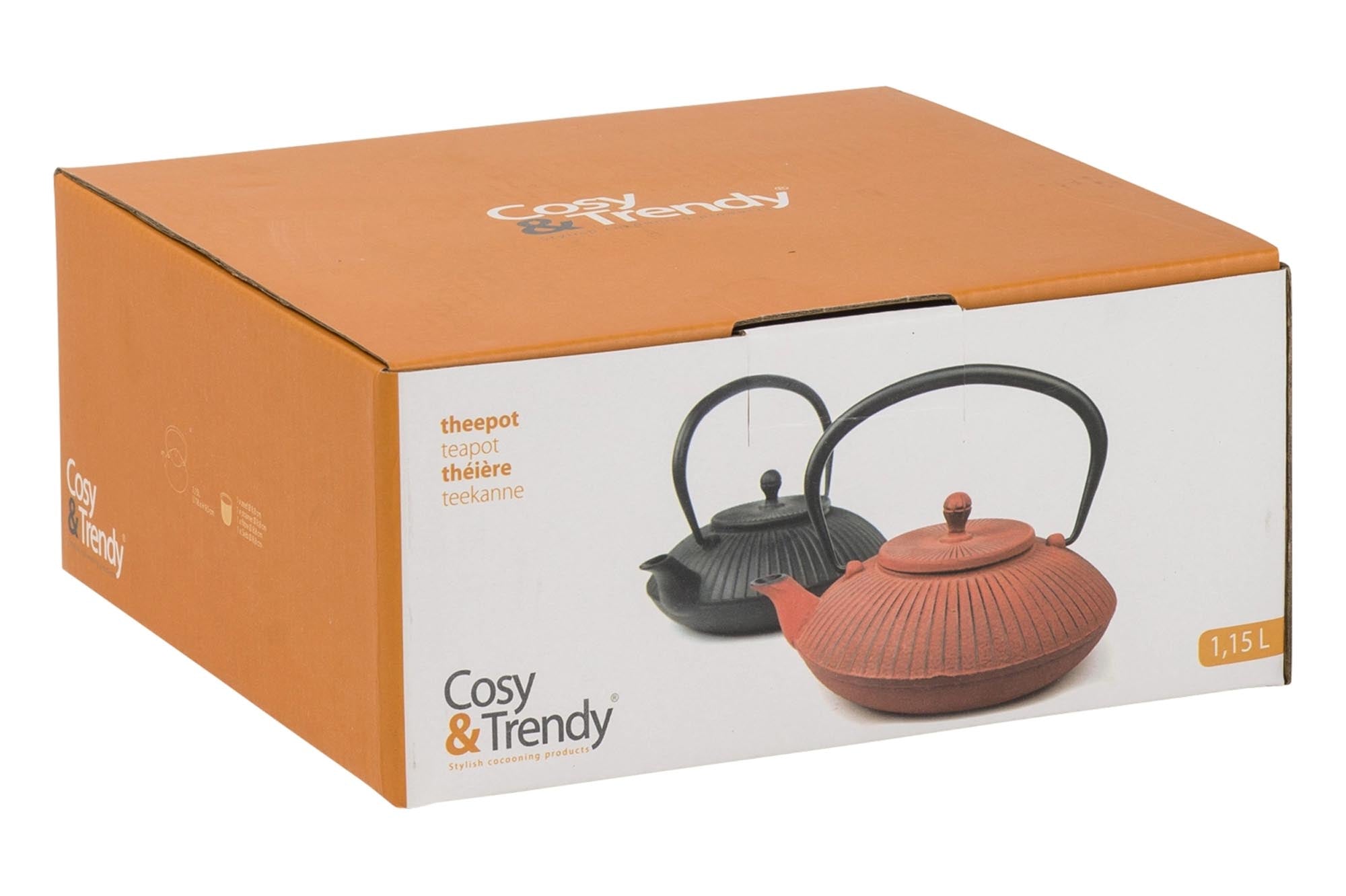 Moderne Stria Teekanne 1.15 L, schwarz, mit praktischem Filter.