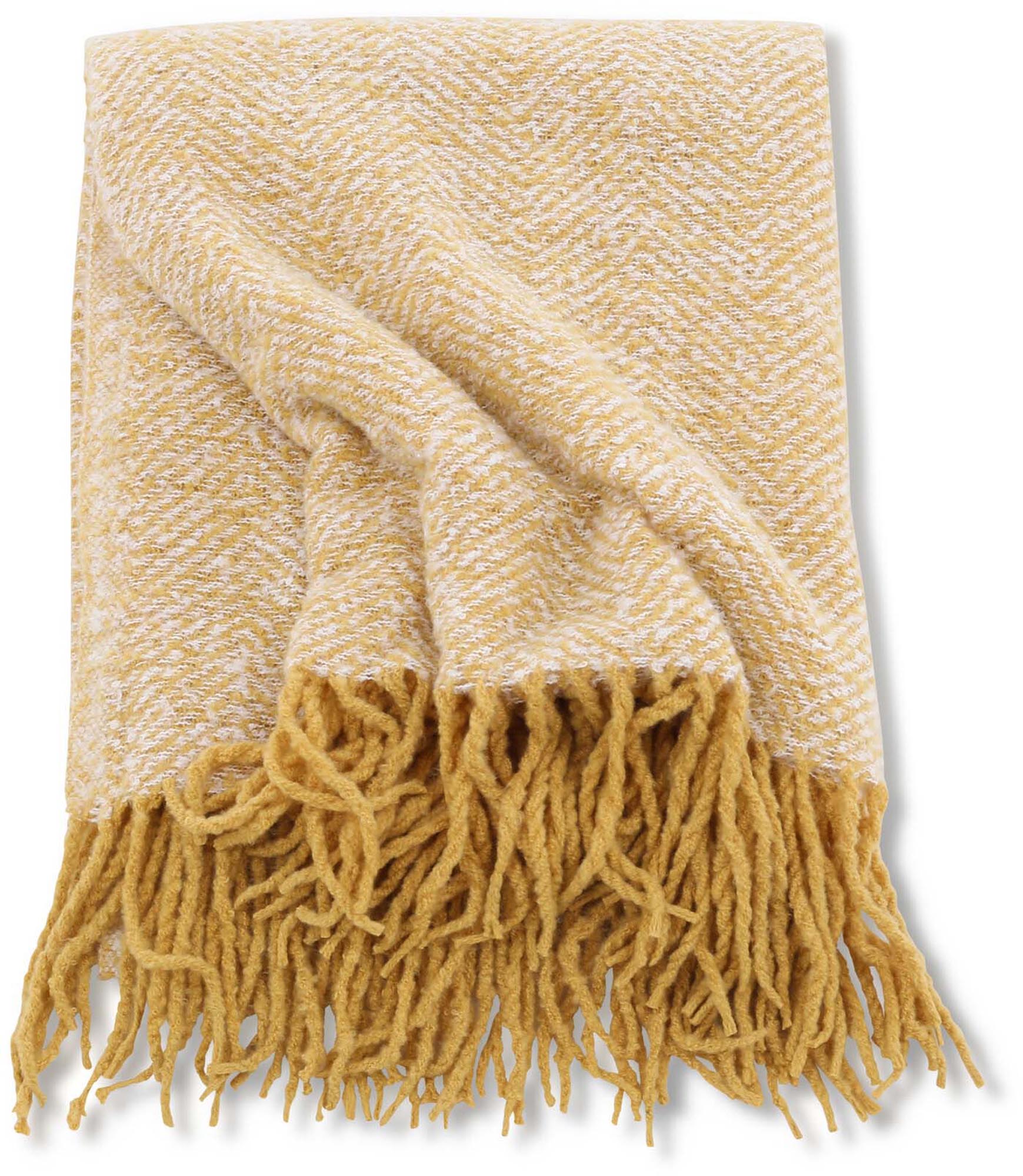 Toby Throw von Venture Home: Hochwertige Wolldecke mit Fischgrätenmuster, perfekt für stilvolle Akzente und gemütliche Abende.