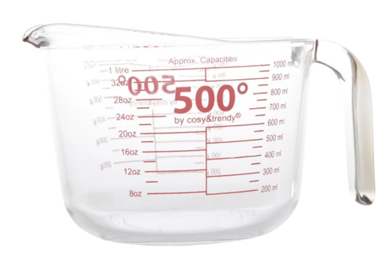 Transparenter Messbecher von Cosy & Trendy, 1l, 14.5x12 cm, ideal zum präzisen Abmessen von Flüssigkeiten und Zutaten in der Küche.