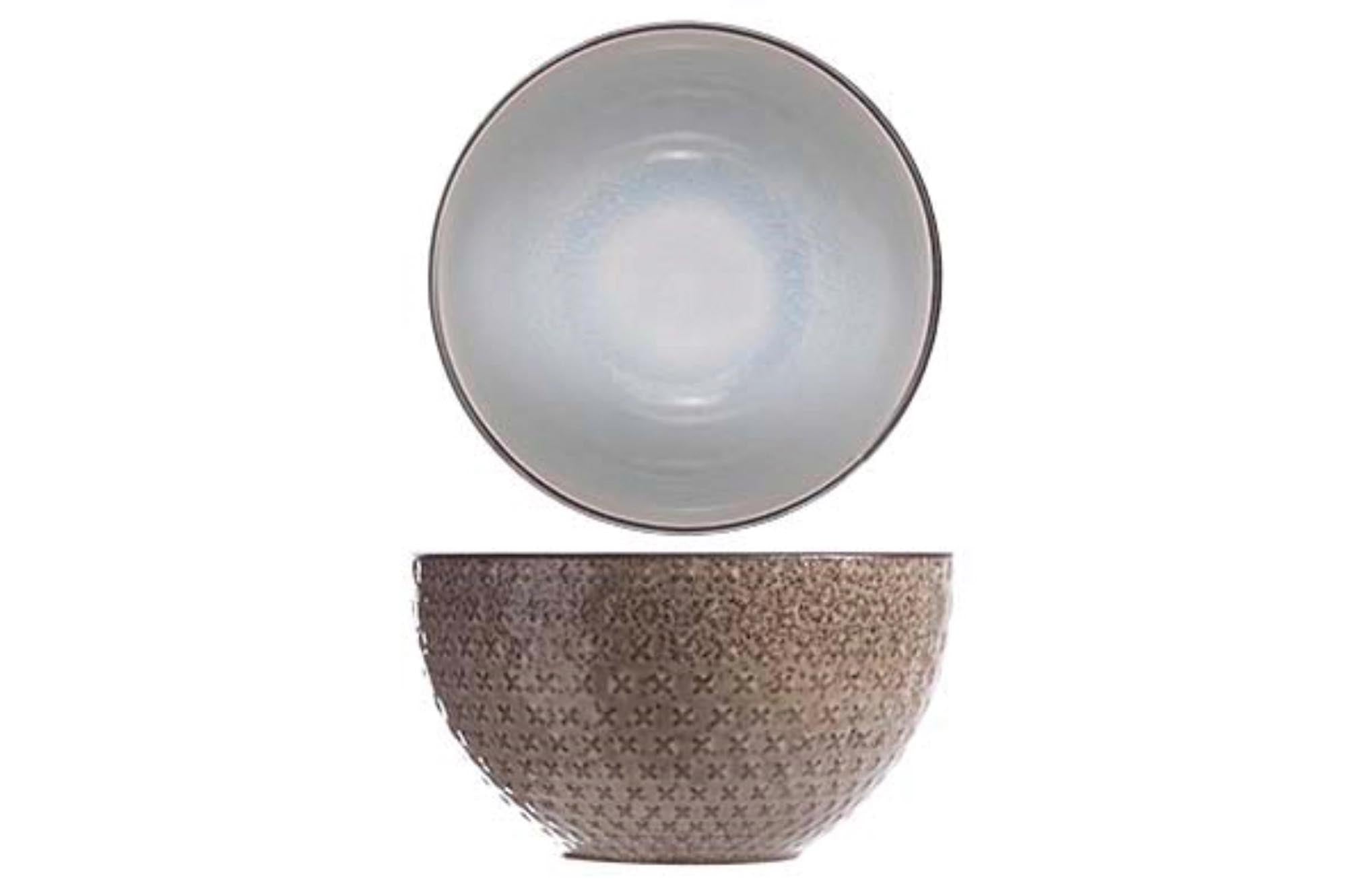 Stilvolle blaue Babylon Schüssel (Ø 15 x 8,5 cm) aus robustem Steinzeug, ideal für Salate, Desserts und Snacks. Spülmaschinen- und mikrowellenfest.