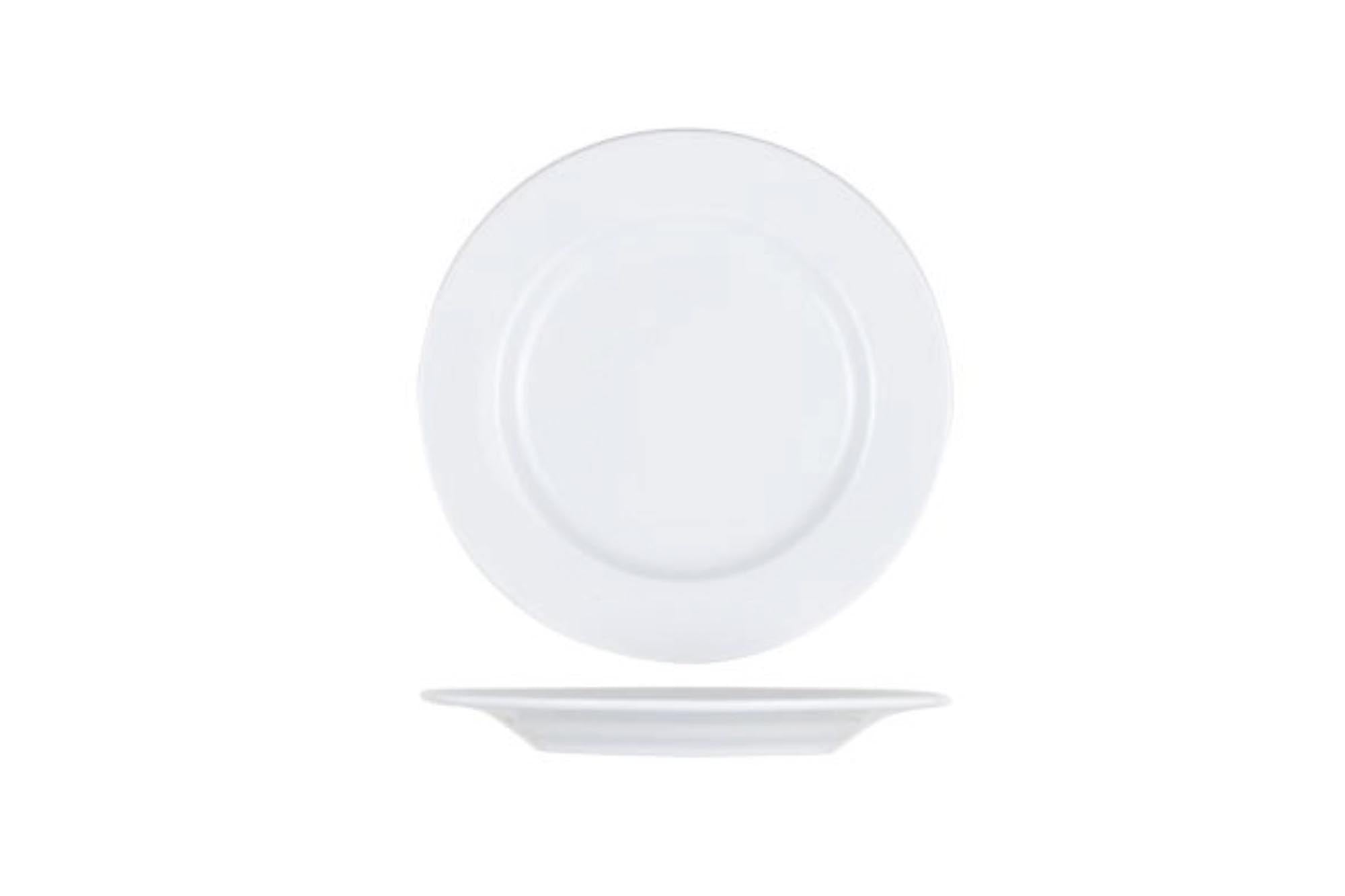 Eleganter, weisser Dessertteller (Ø 19 cm) aus robustem Porzellan, ideal für Desserts und Snacks. Spülmaschinen- und mikrowellenfest.