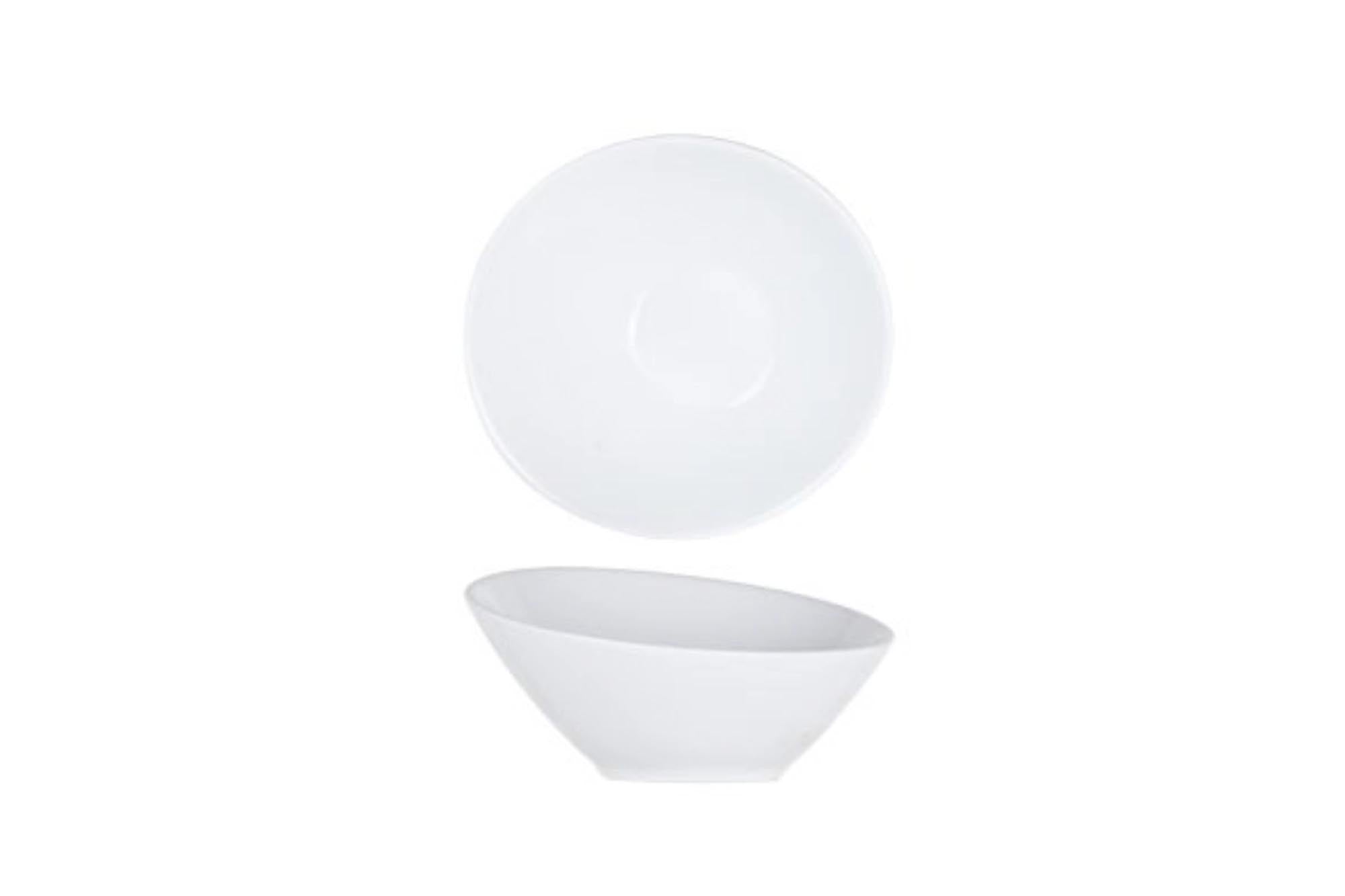 Eleganter, weisser Suppenteller aus Porzellan, 15x14,5x7,5 cm, von Cosy & Trendy. Ideal für Suppen, spülmaschinen- und mikrowellenfest.