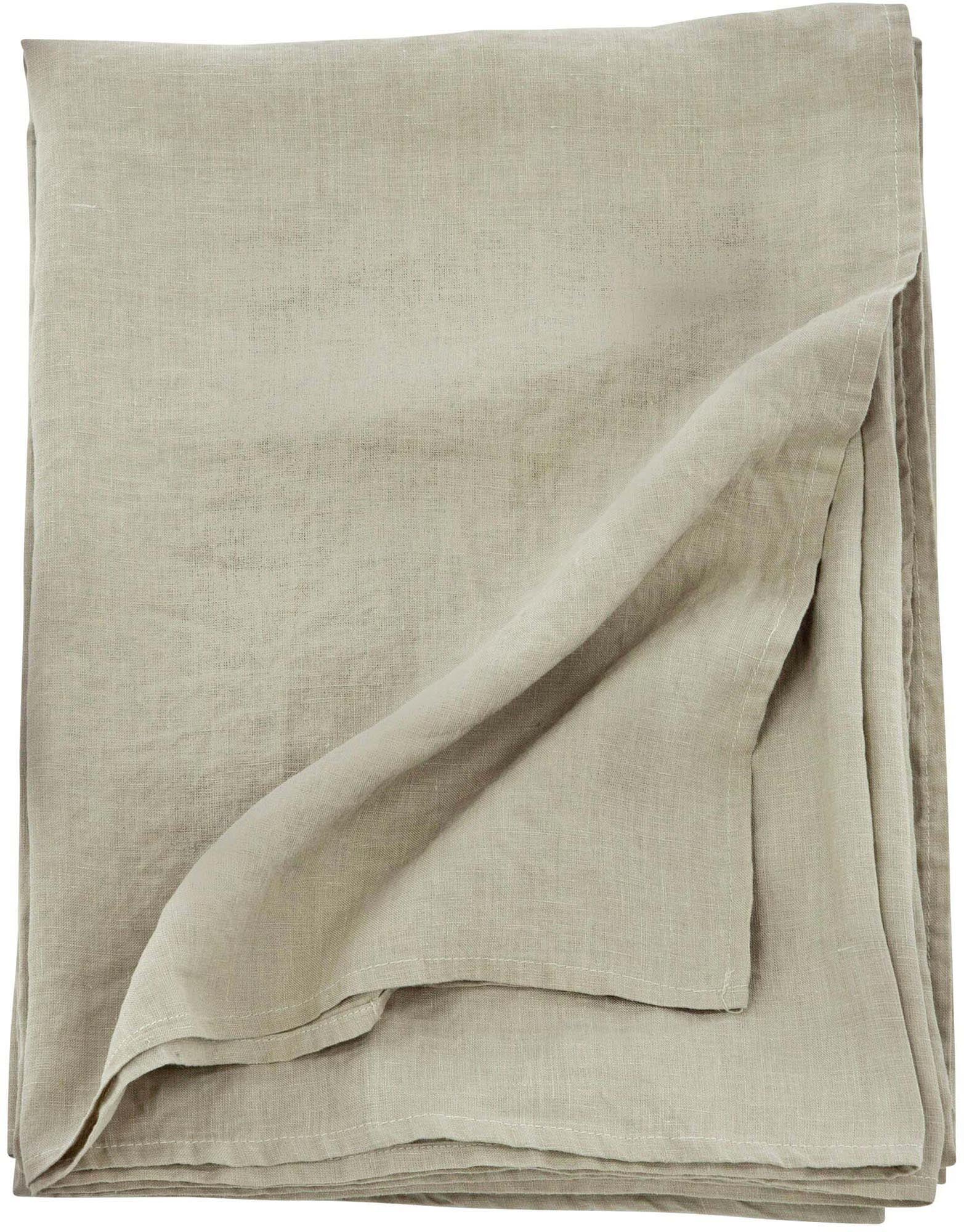 Elegante Milo Tagesdecke aus Leinen, beige, 150x250 cm. Langlebig, atmungsaktiv, maschinenwaschbar.